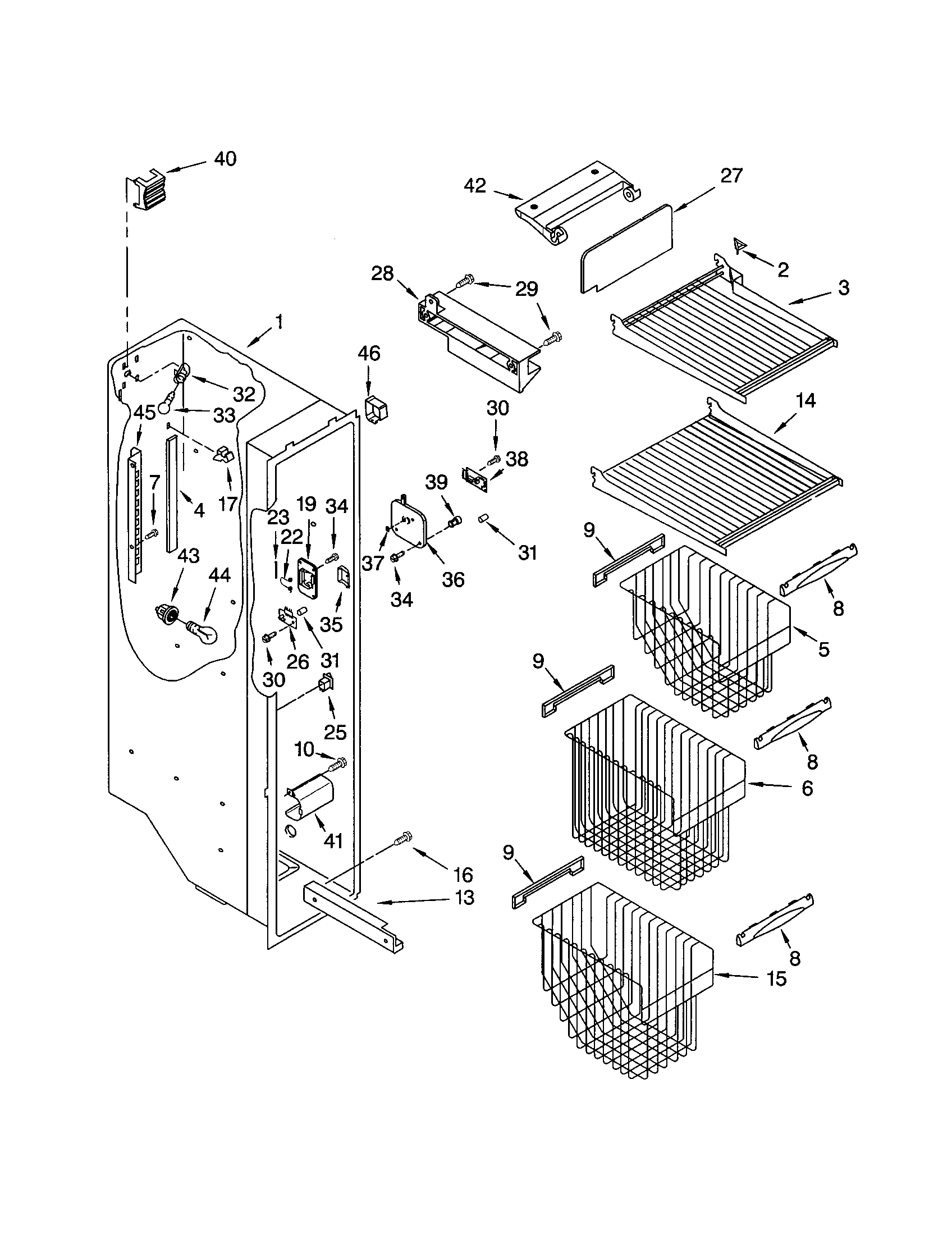Kenmore 10653799202 freezer liner diagram