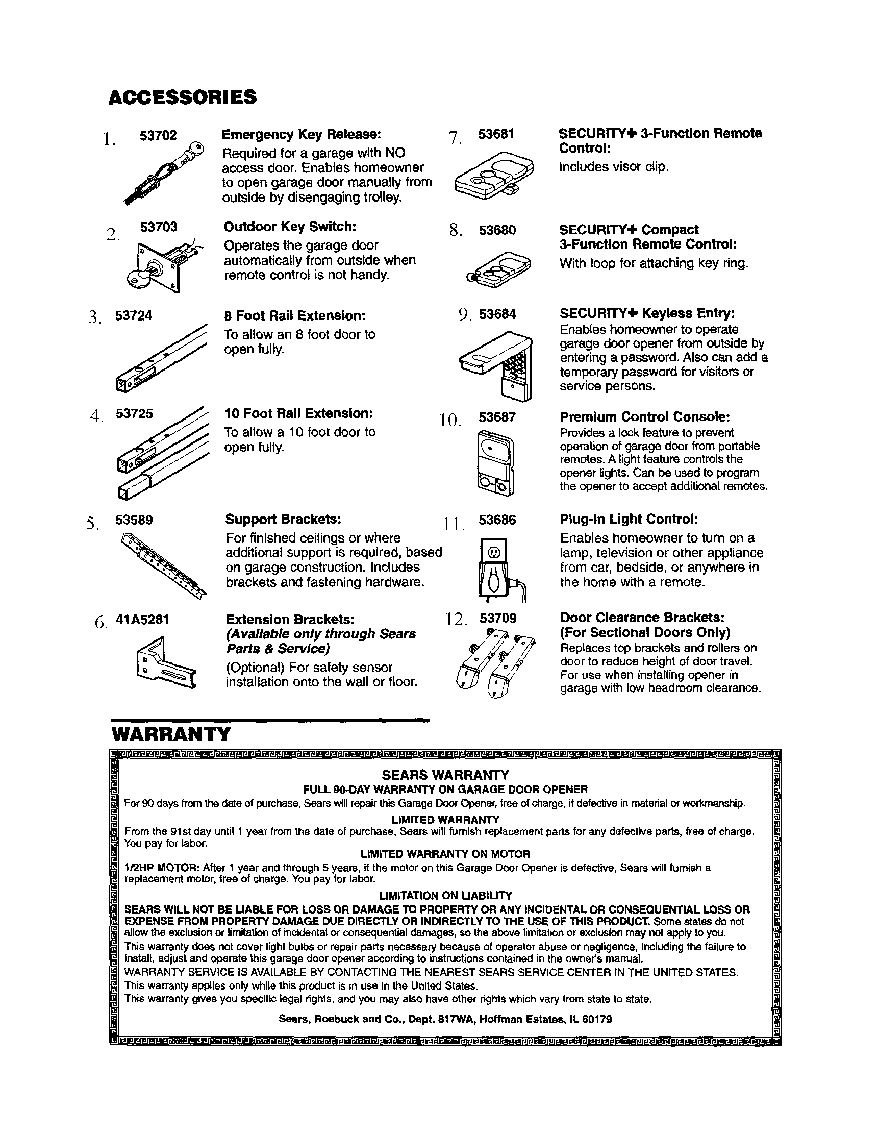 Craftsman 1021499A accessories diagram