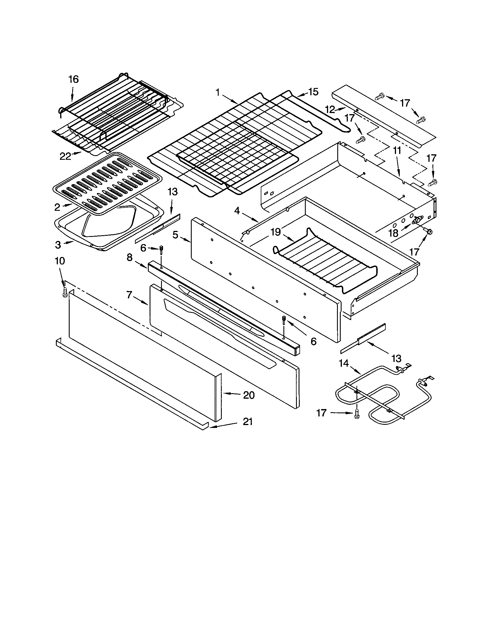 Kenmore 66595162300 warming drawer and broiler diagram