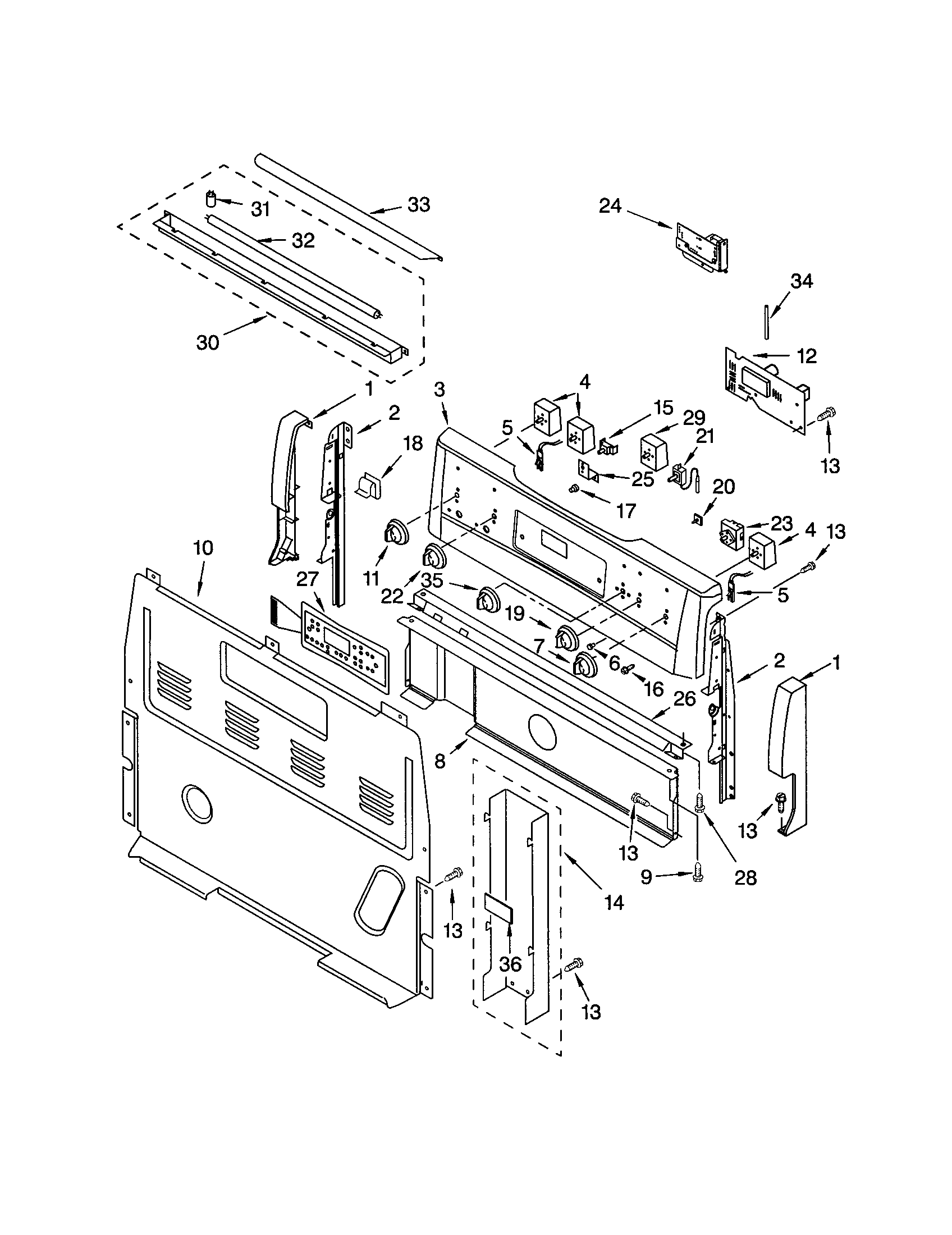 Kenmore 66595183300 control panel diagram