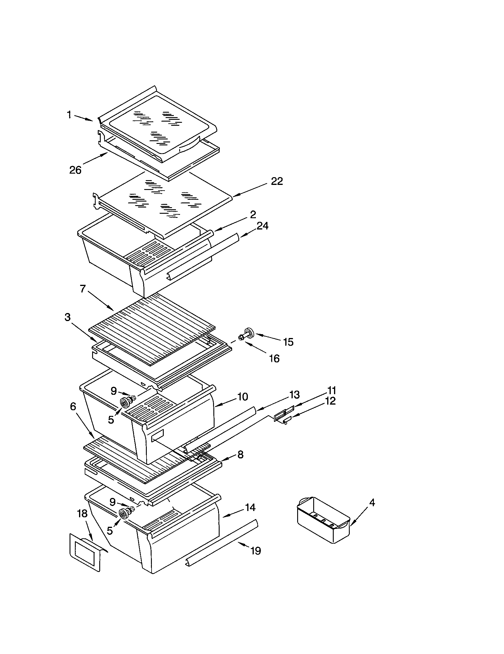 Kenmore 10653752202 refrigerator shelf diagram