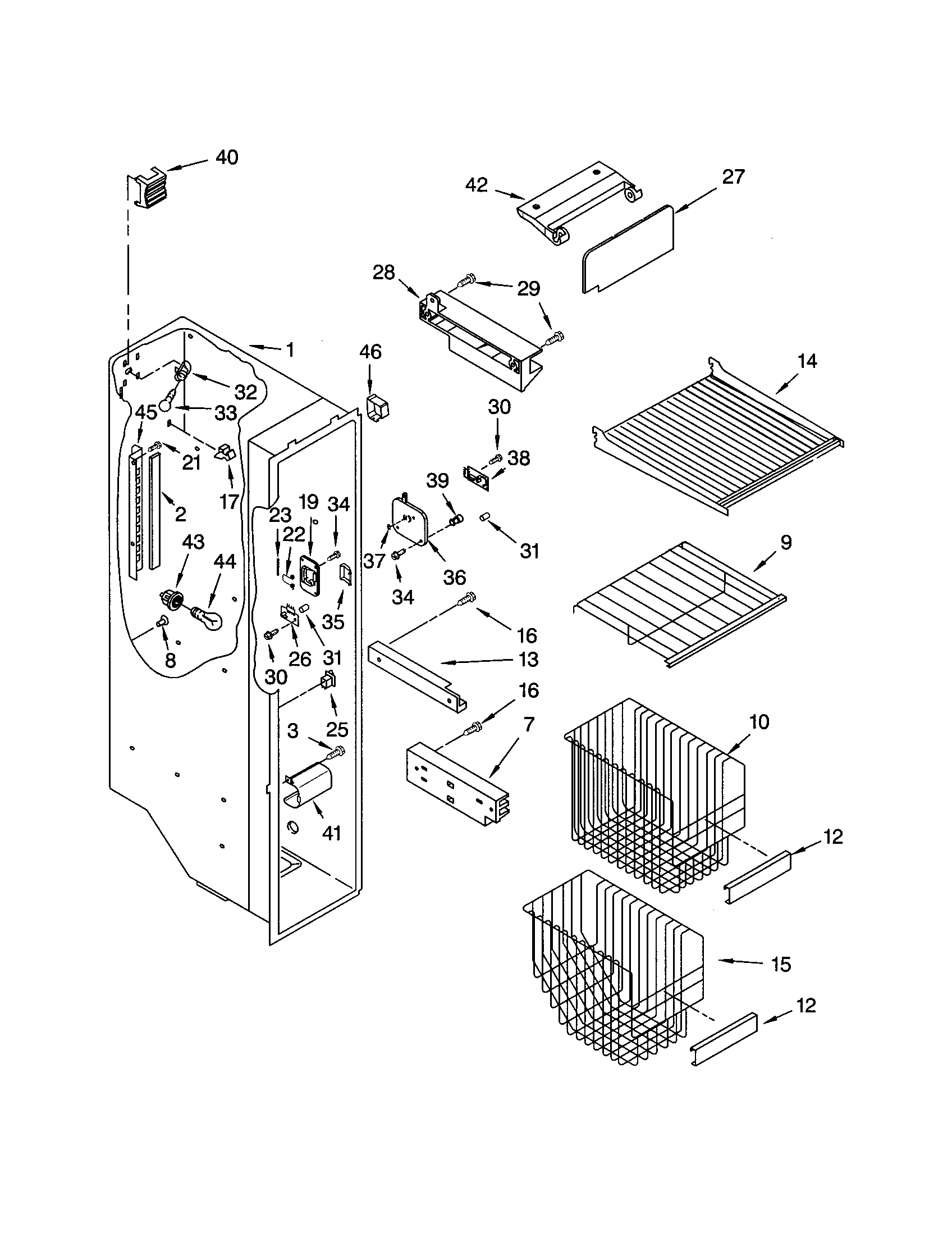 Kenmore 10653752202 freezer liner diagram
