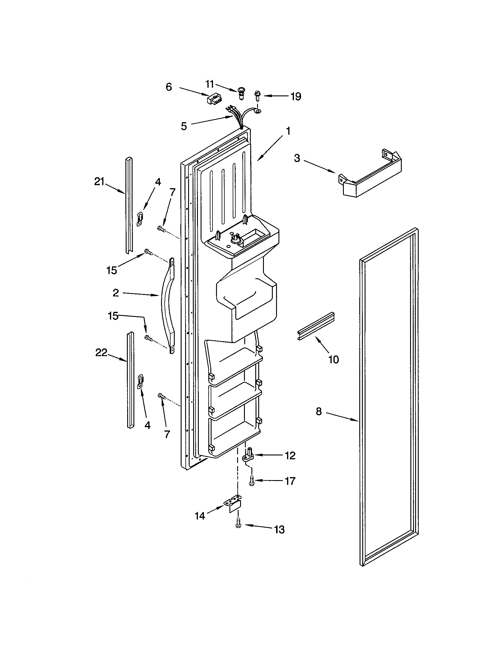 Kenmore 10653752202 freezer door diagram