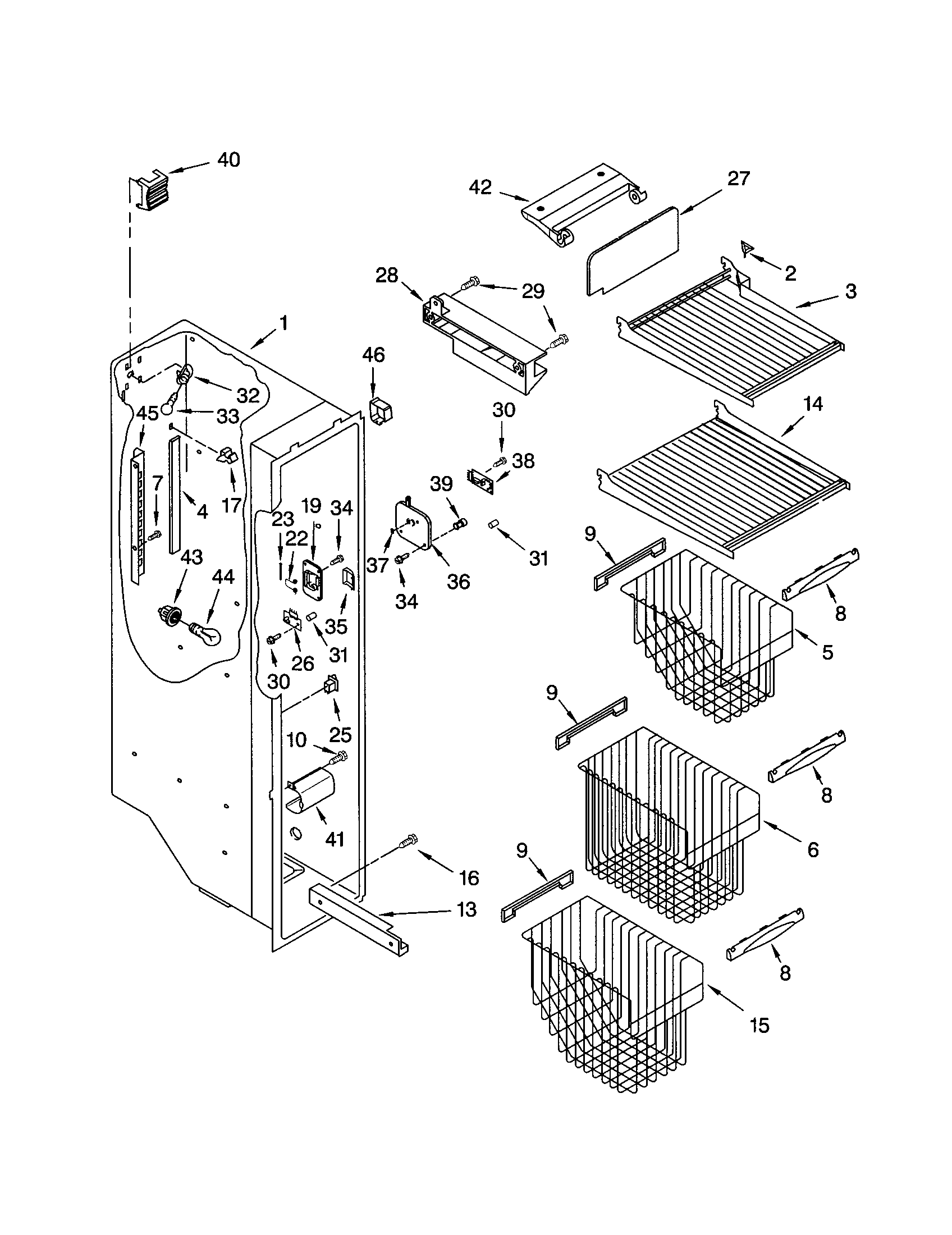 Kenmore 10653702202 freezer liner diagram