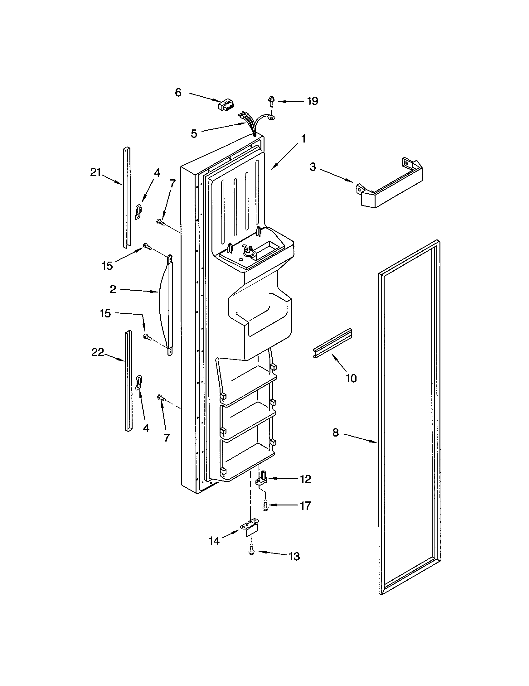 Kenmore 10653702202 freezer door diagram