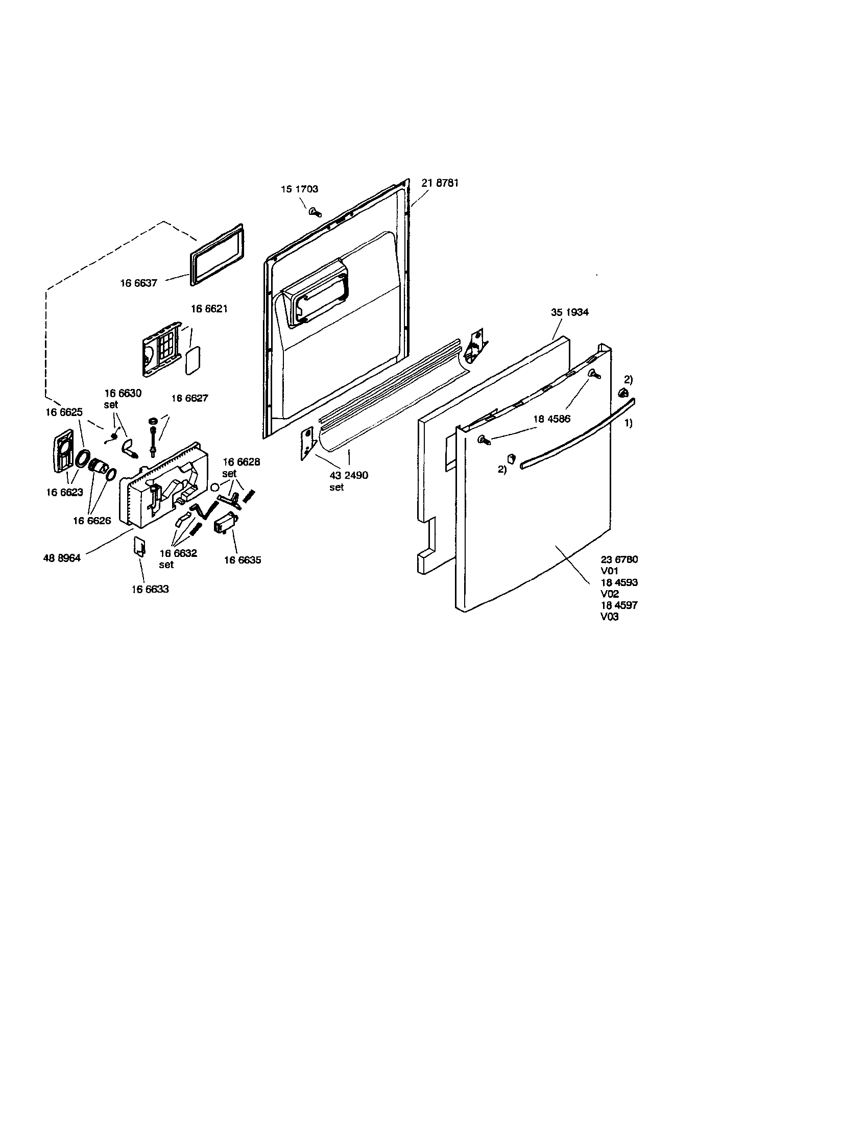 Bosch SHY56A02UC/14 (FD8301) door assembly diagram