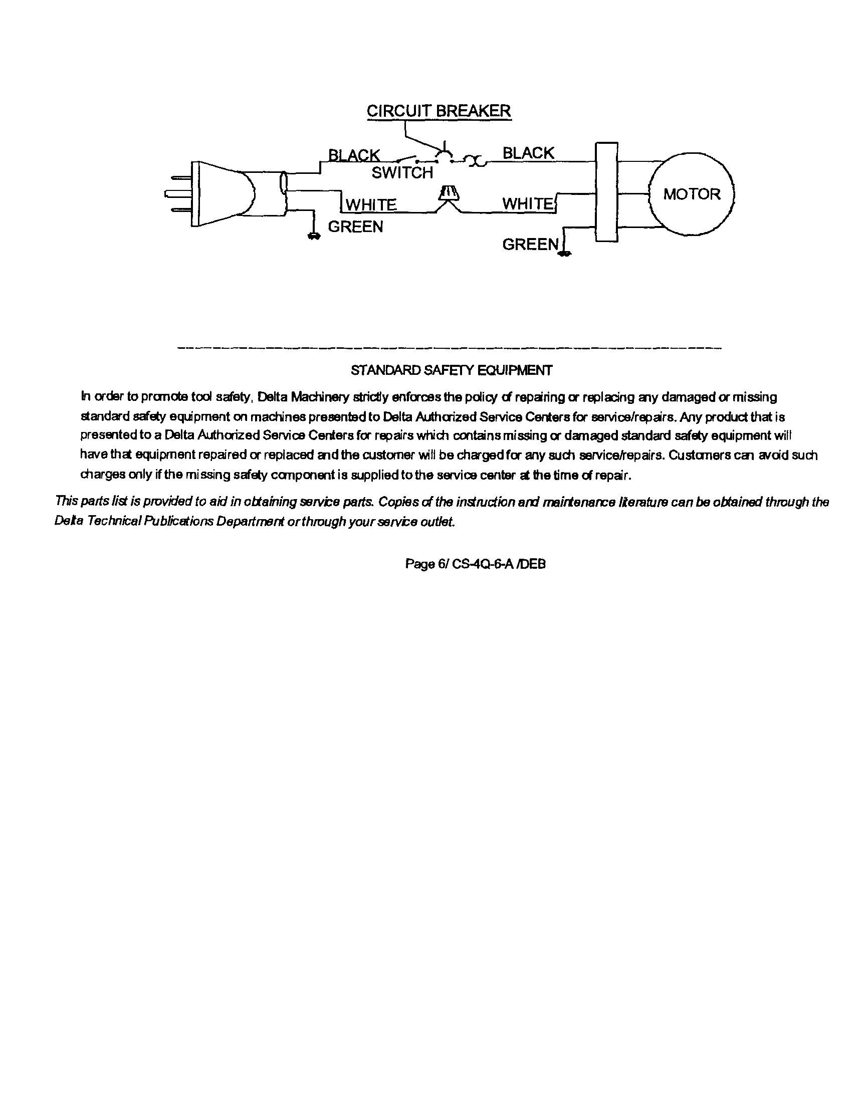 Delta TS220 circuit breaker diagram