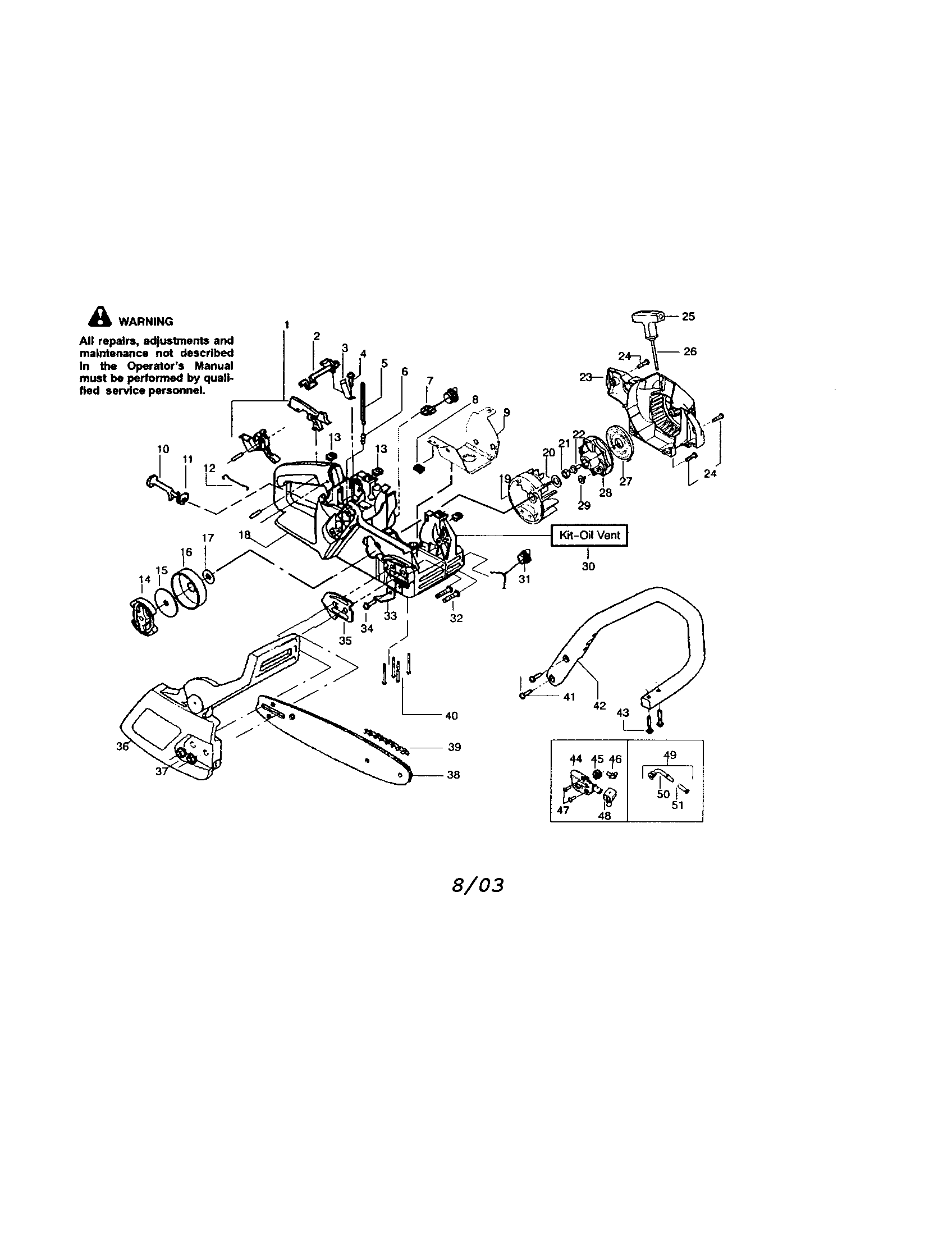 Craftsman 358360880 housing/chain/bar/handle diagram