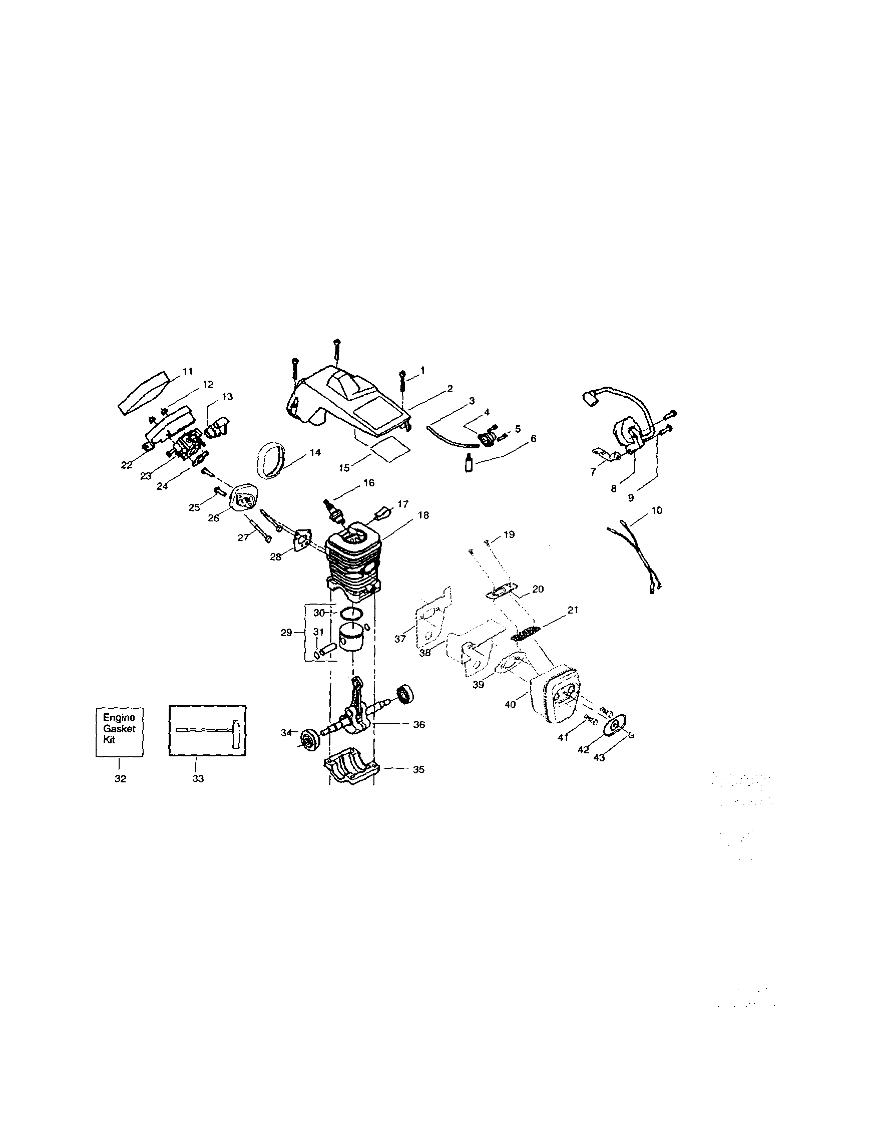 Craftsman 358360830 cylinder/shield/carburetor diagram