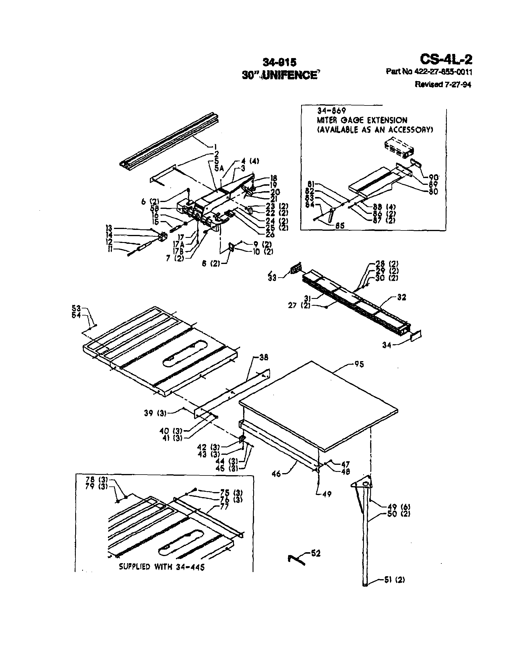 Delta 34-440 (SN88J00001 THRU 90C12579) 30" unifence diagram