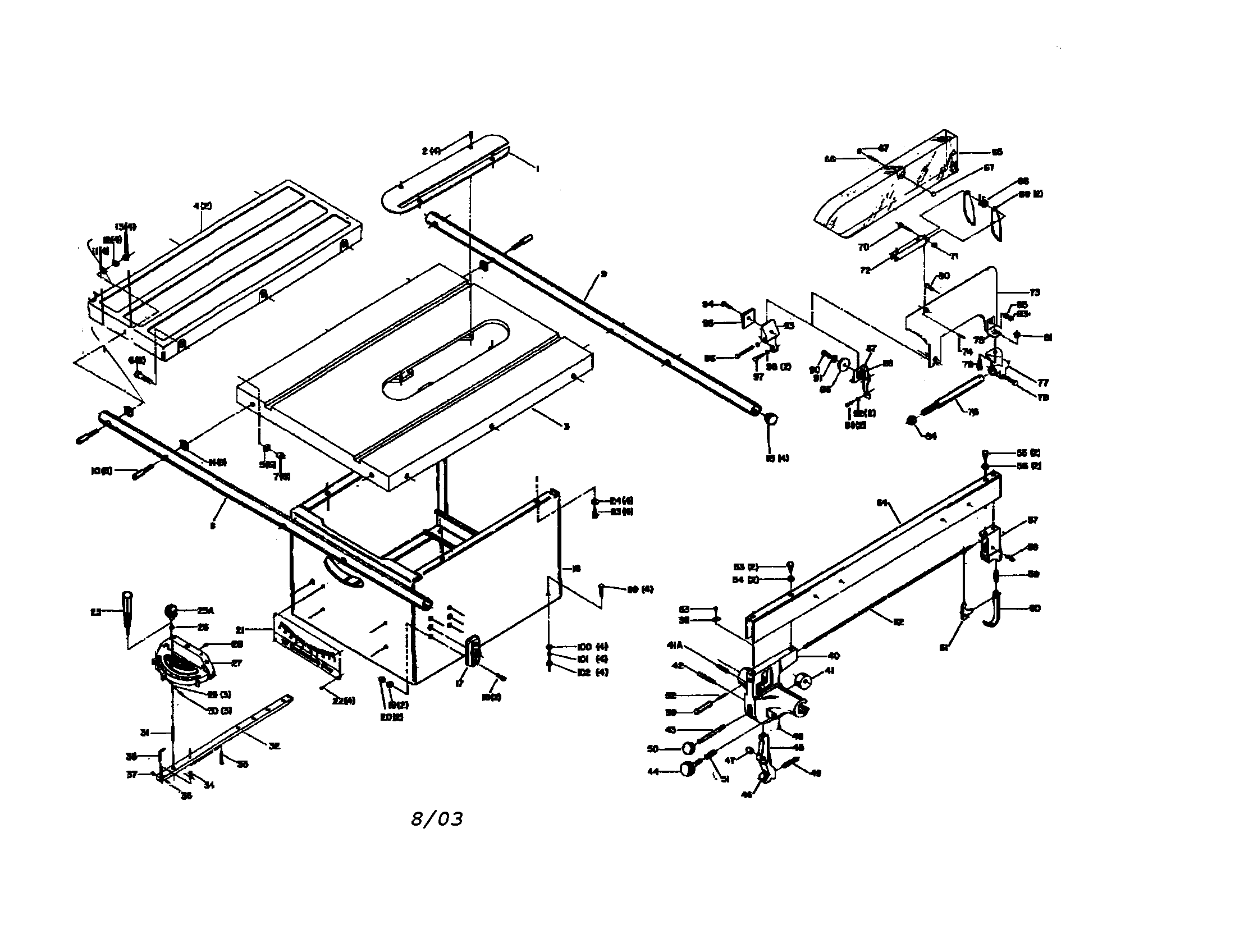 Delta 34-440 (88J00000) table/extention/guard diagram