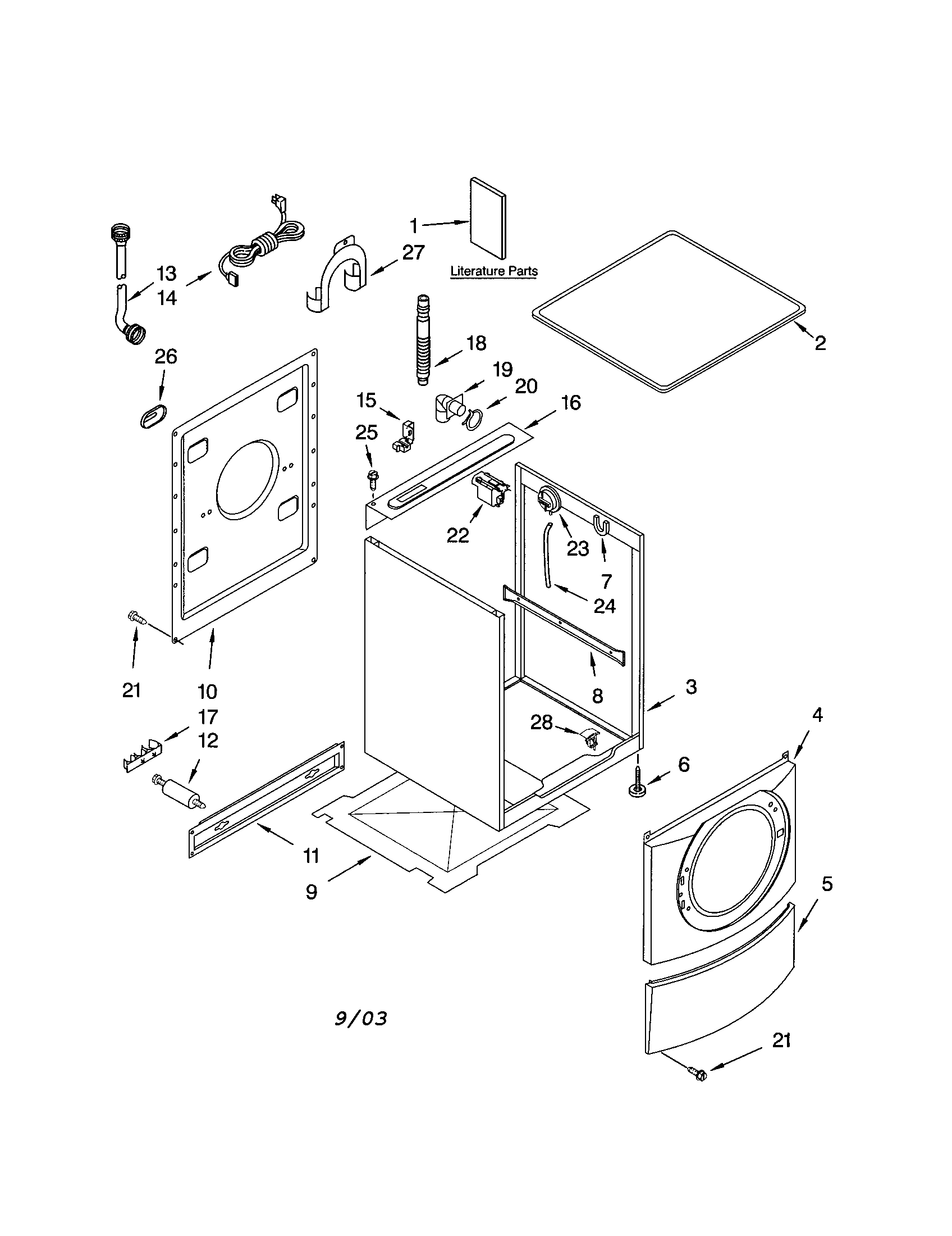 Kenmore Elite 11042822202 top and cabinet diagram