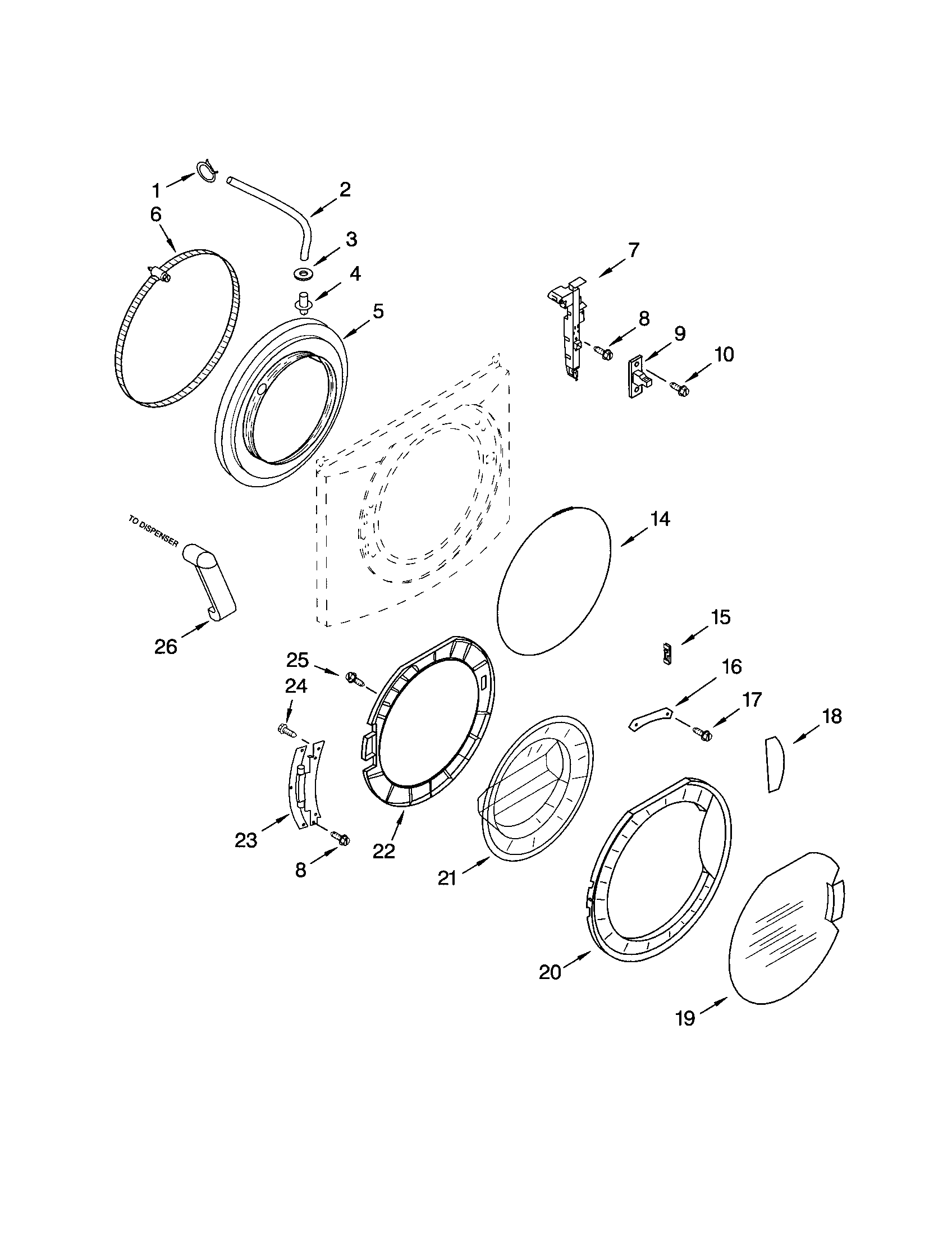 Kenmore Elite 11042822202 door and latch diagram
