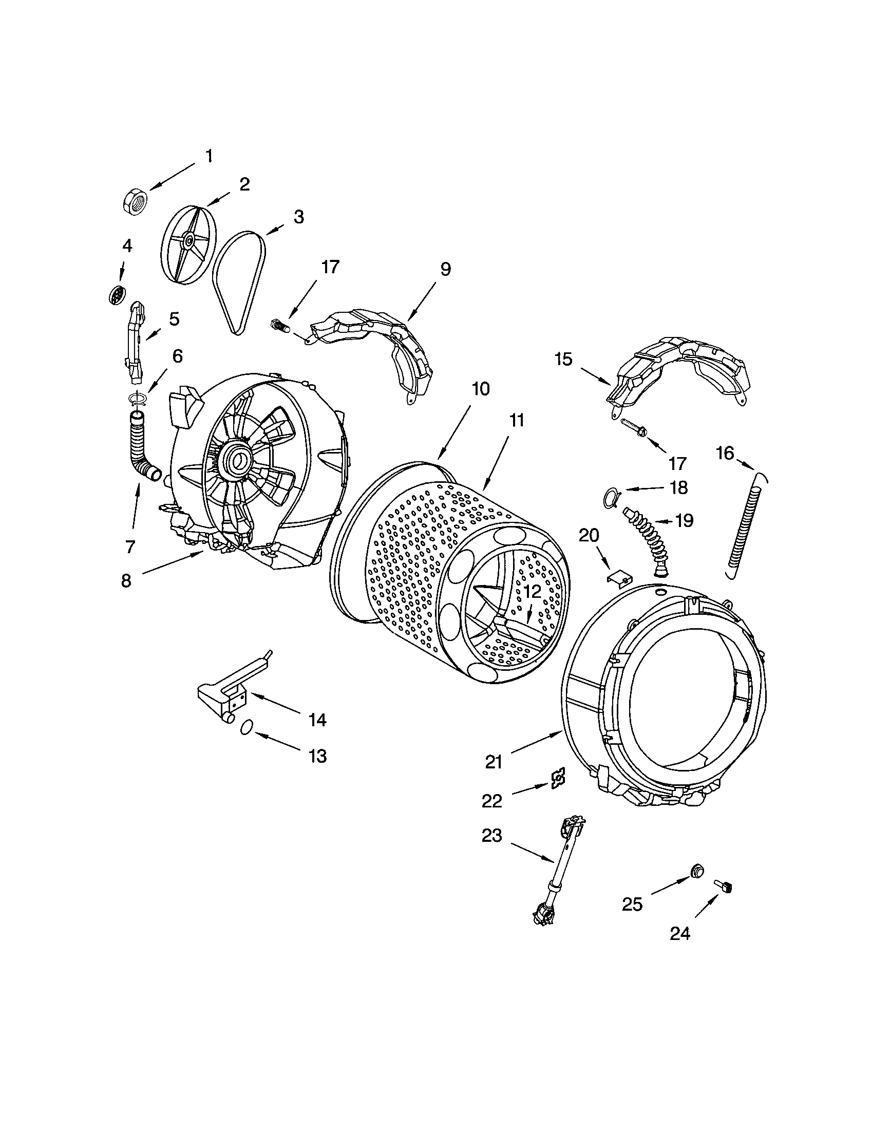 Kenmore Elite 11042822202 tub and basket diagram