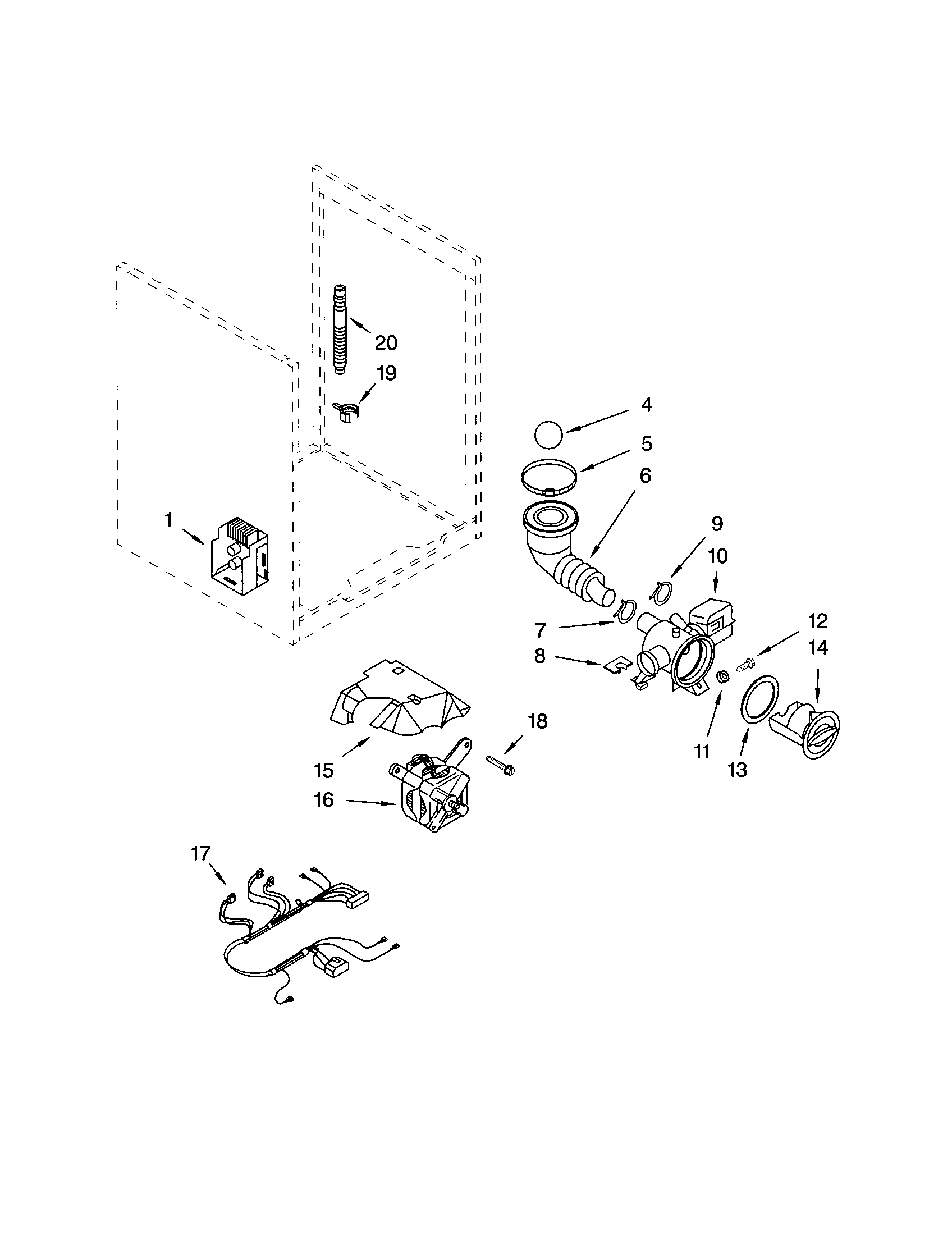 Kenmore Elite 11042822202 pump and motor diagram