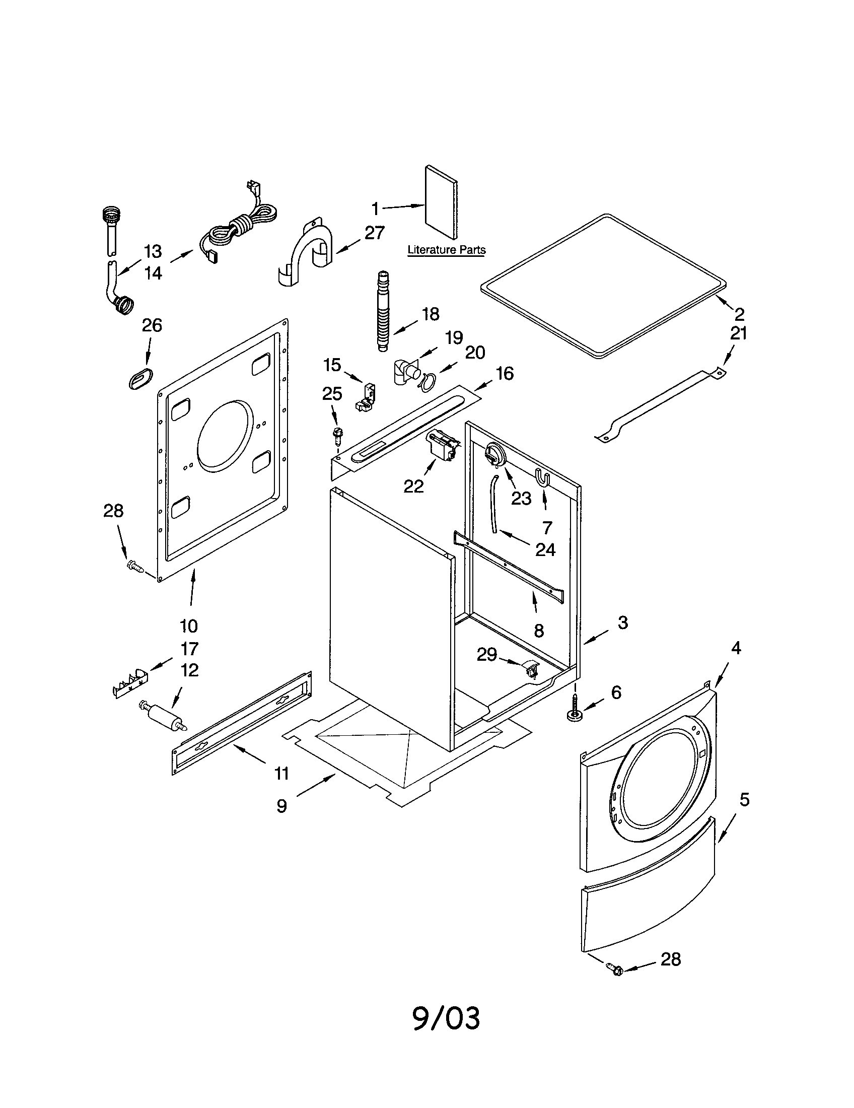 Kenmore Elite 11044921300 top and cabinet diagram
