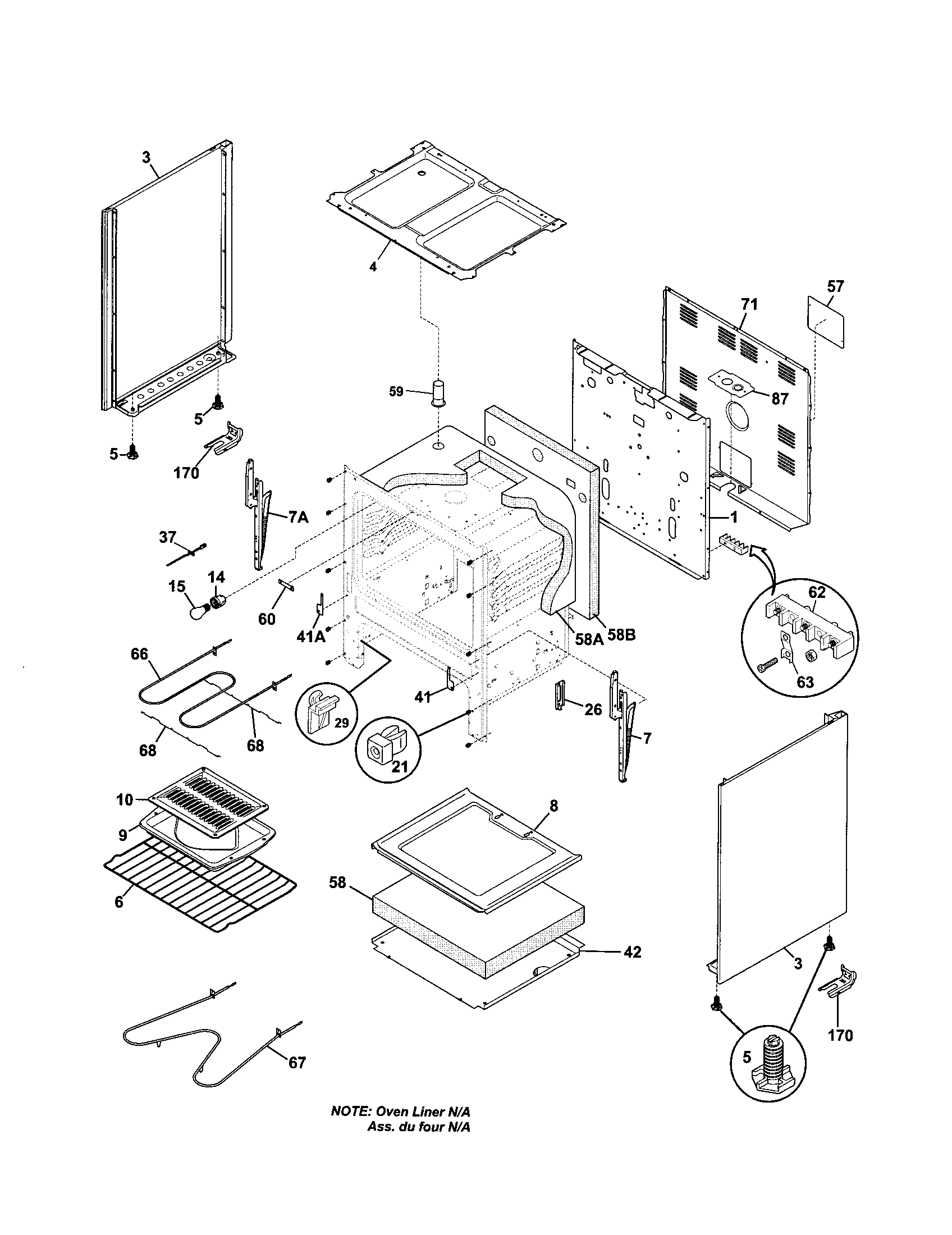 Frigidaire FEF326ASF body diagram