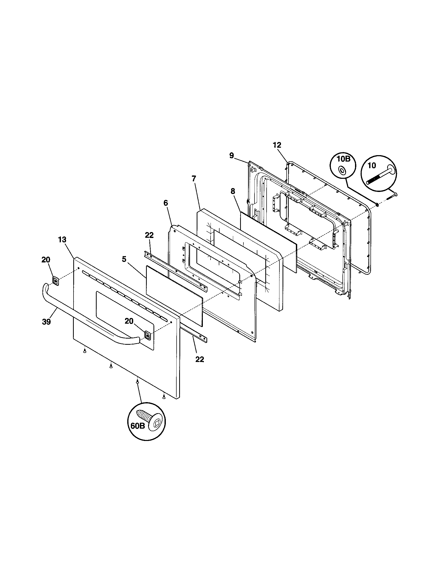 Frigidaire FEF326ASF door(fef326abf/fef326aqf/fef326asf) diagram