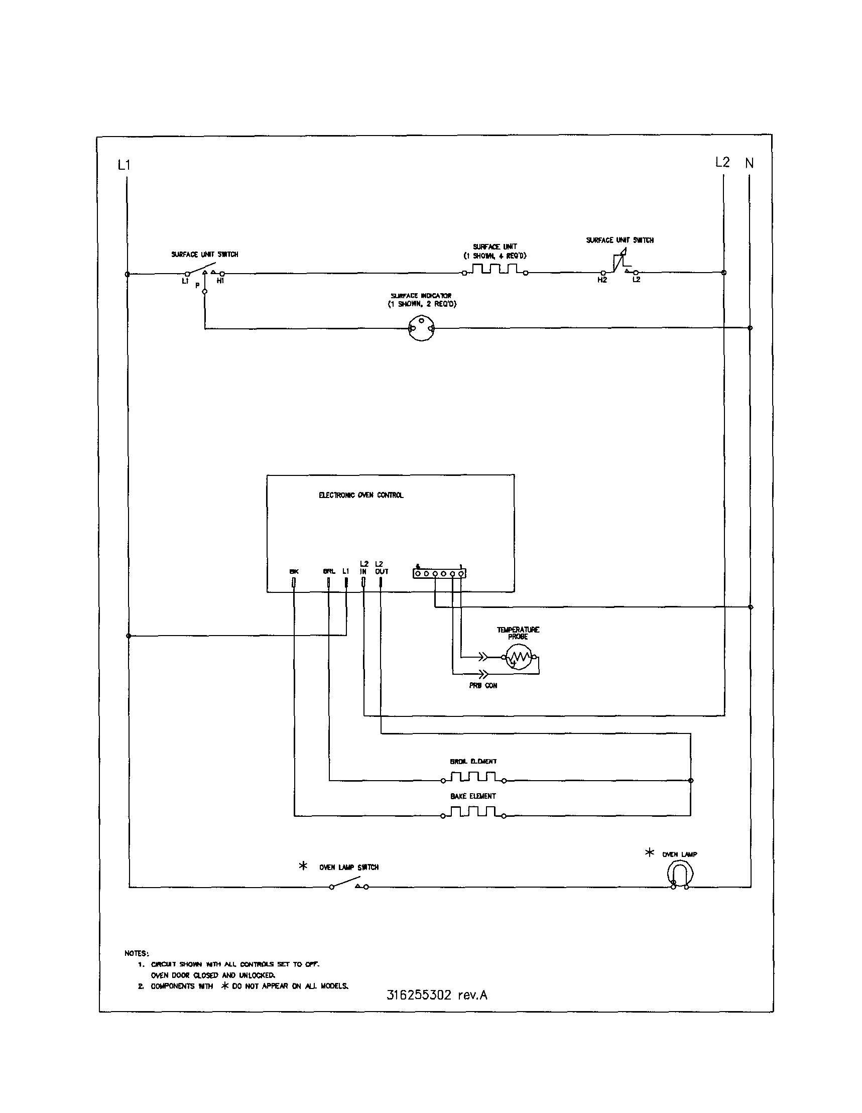 Frigidaire FEF326ASF wiring schematic diagram
