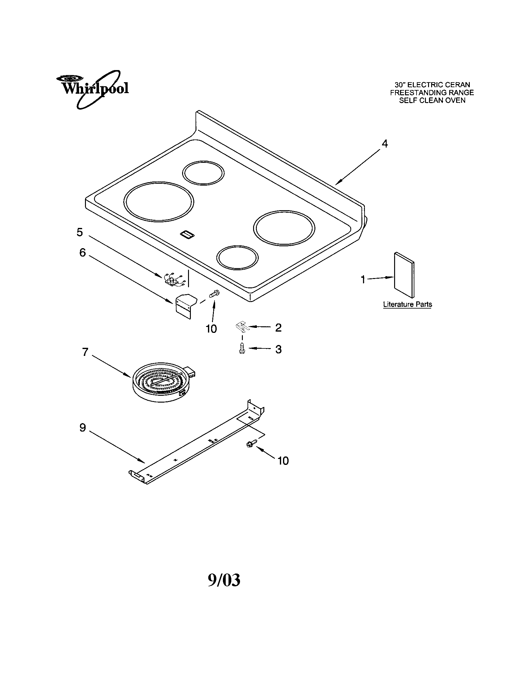 Whirlpool RF368LXKT0 cooktop diagram