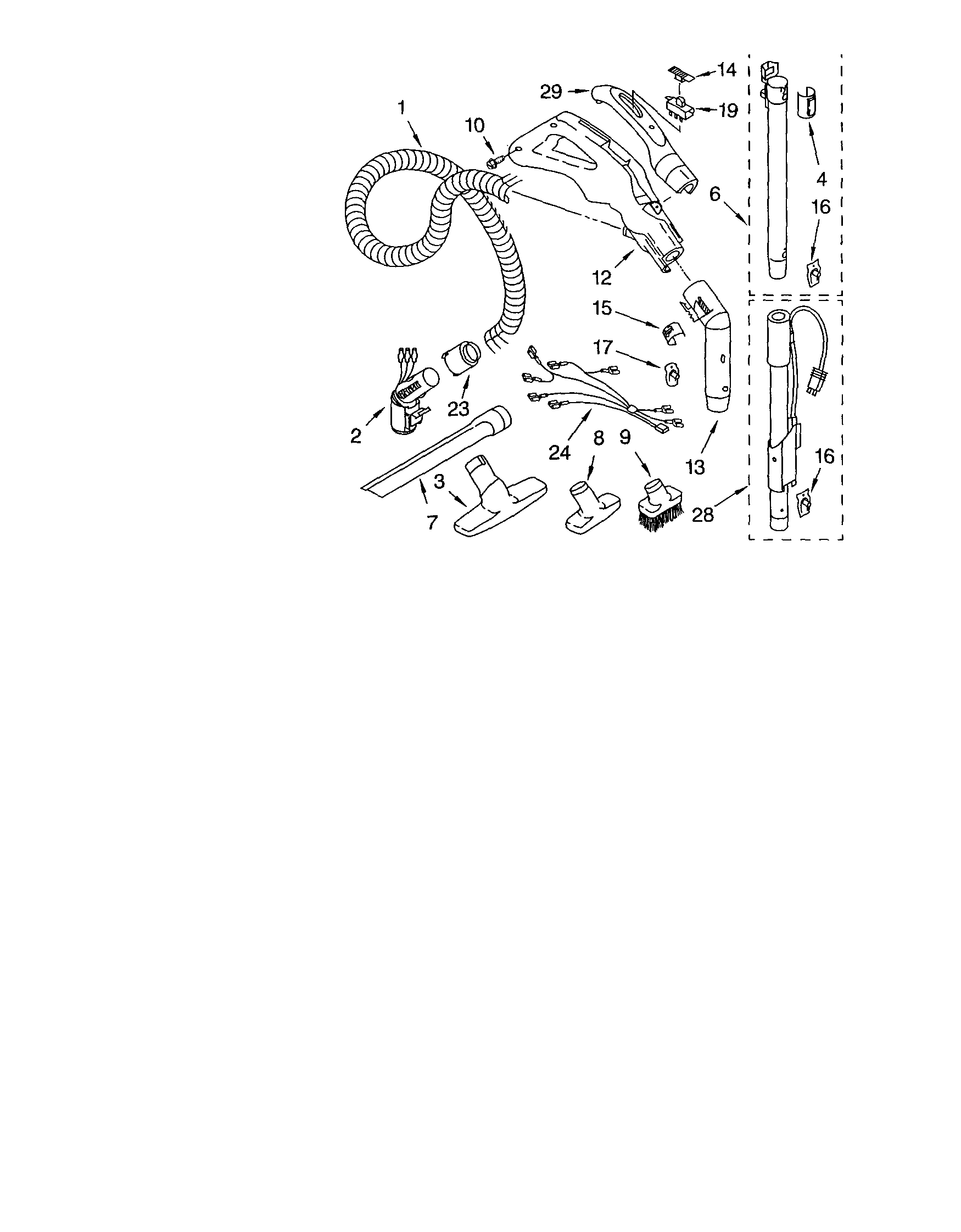 Kenmore 11622612208 hose and attachments diagram