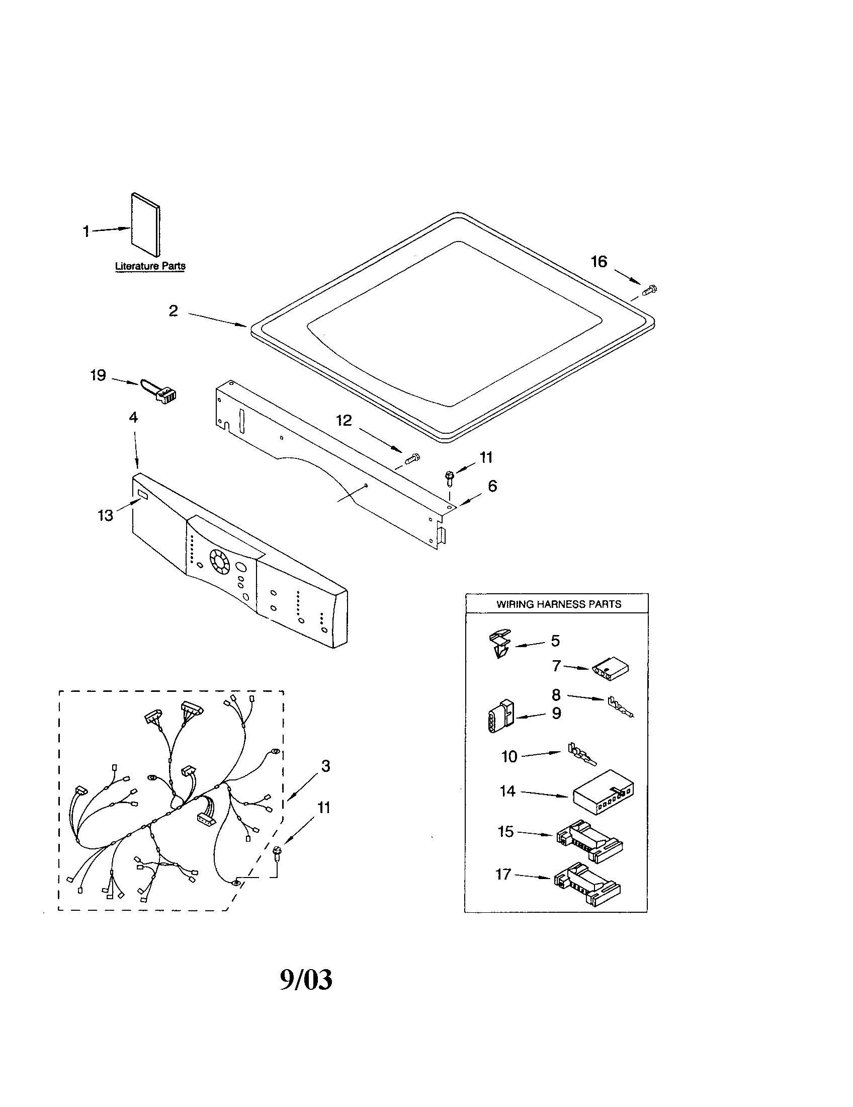 Kenmore 11084832201 top and console diagram