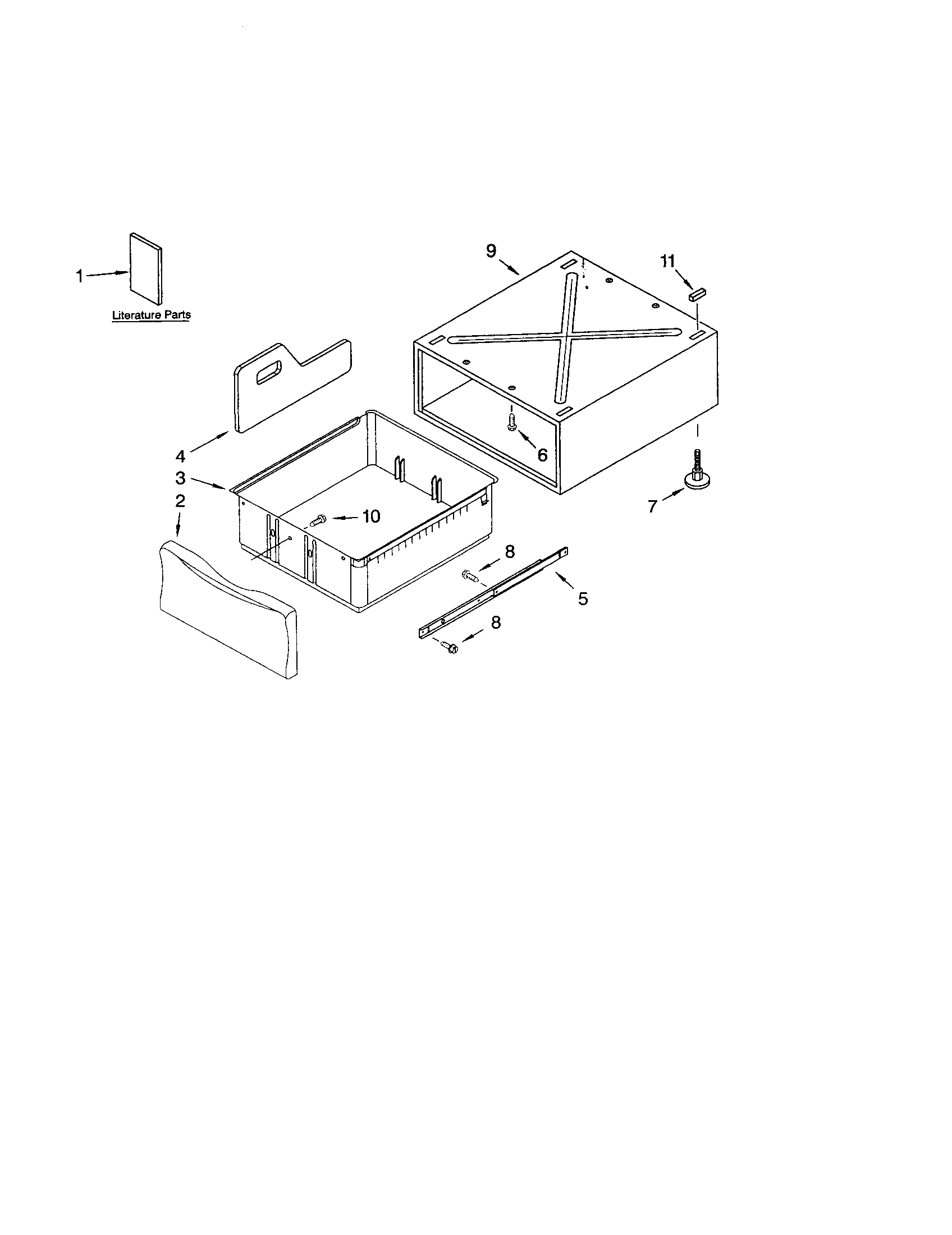 Kenmore 11084832201 pedestal parts (not included) diagram