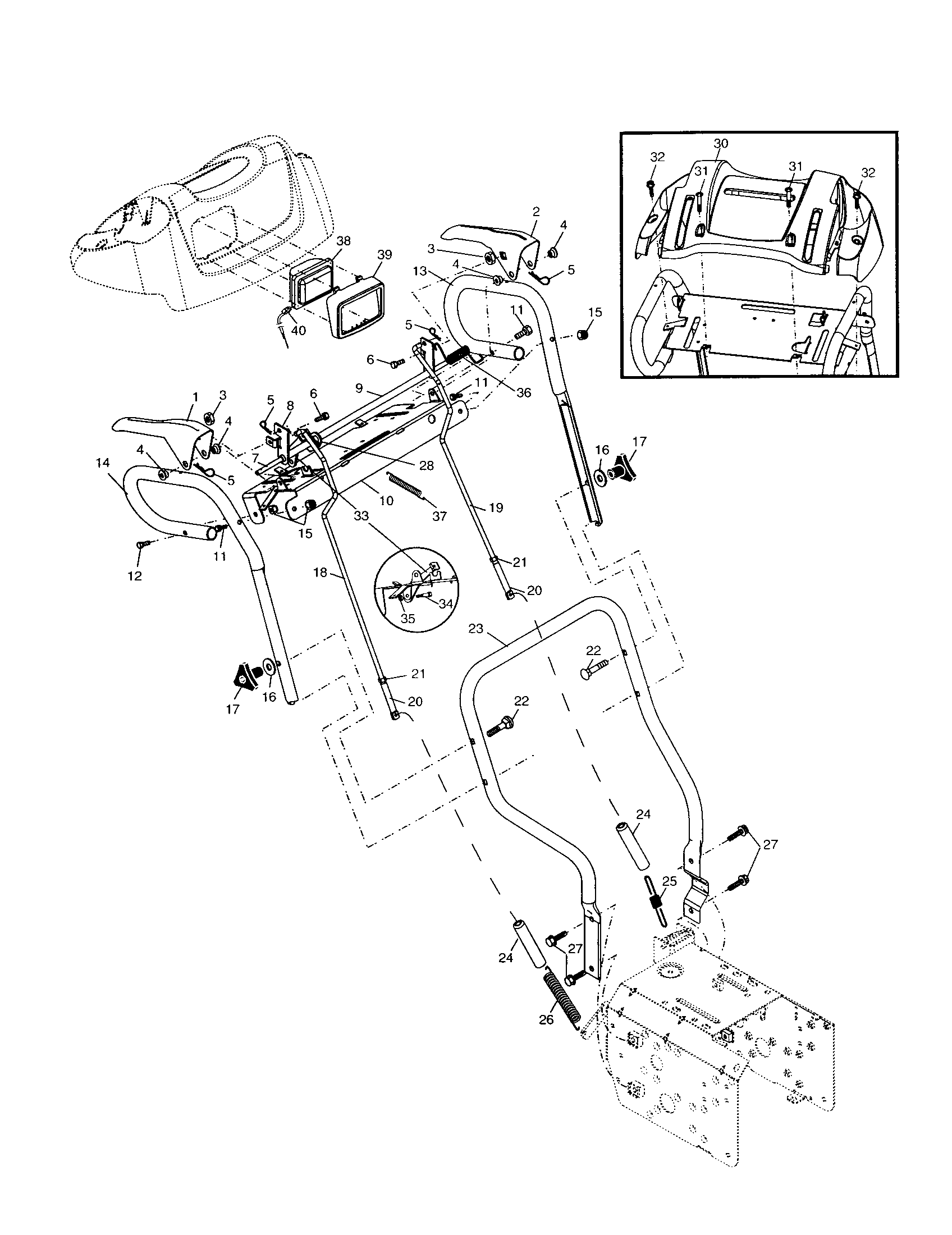 Poulan PP5524ESB handles diagram