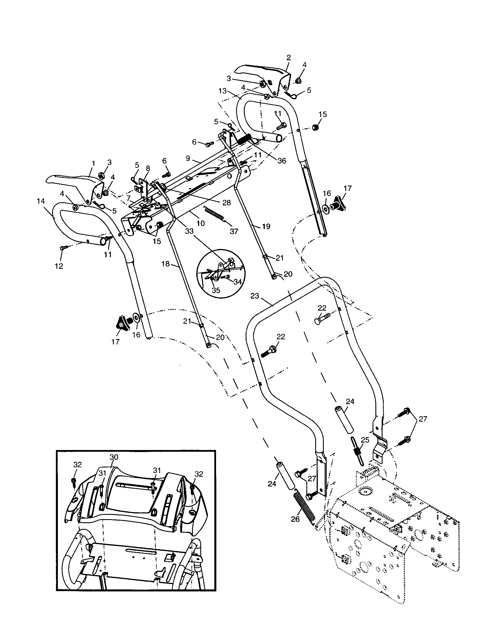 Poulan PP524A handles diagram