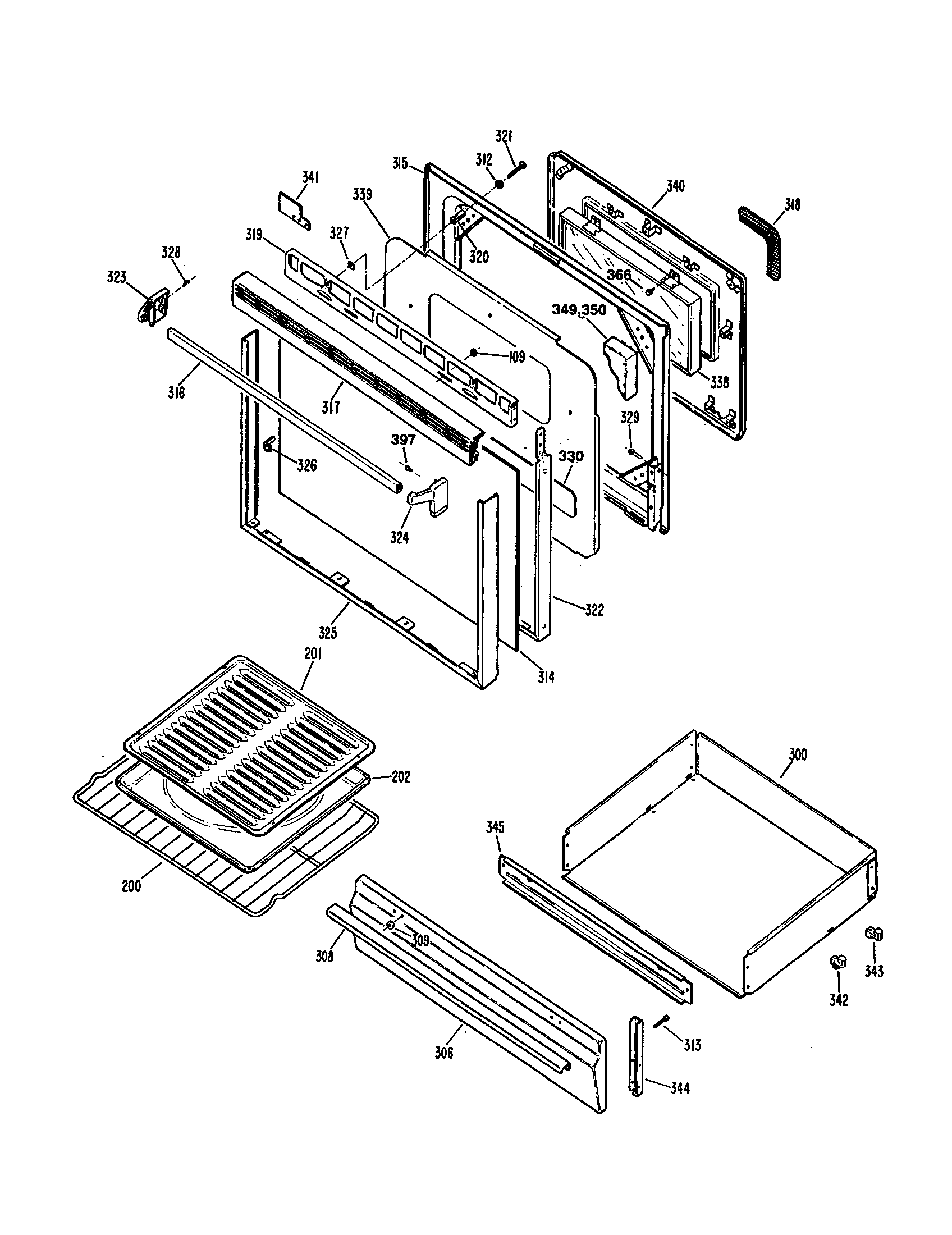 GE JGBP33WES1 door/drawer diagram