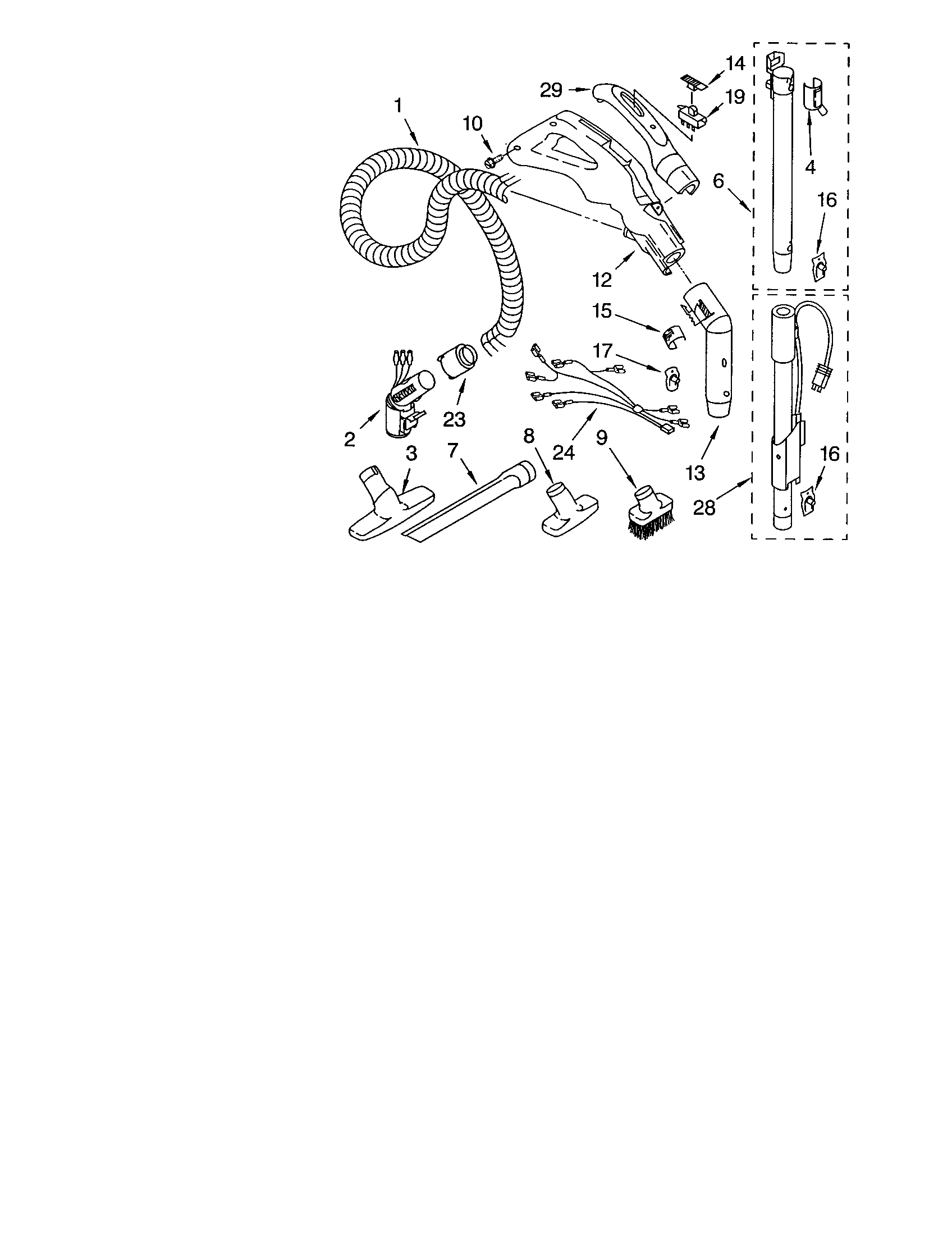 Kenmore 11622613209 hose and attachments diagram