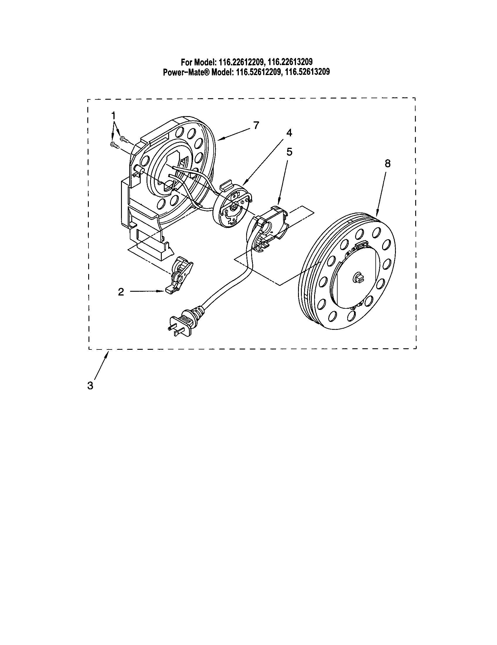 Kenmore 11622613209 power cord reel diagram