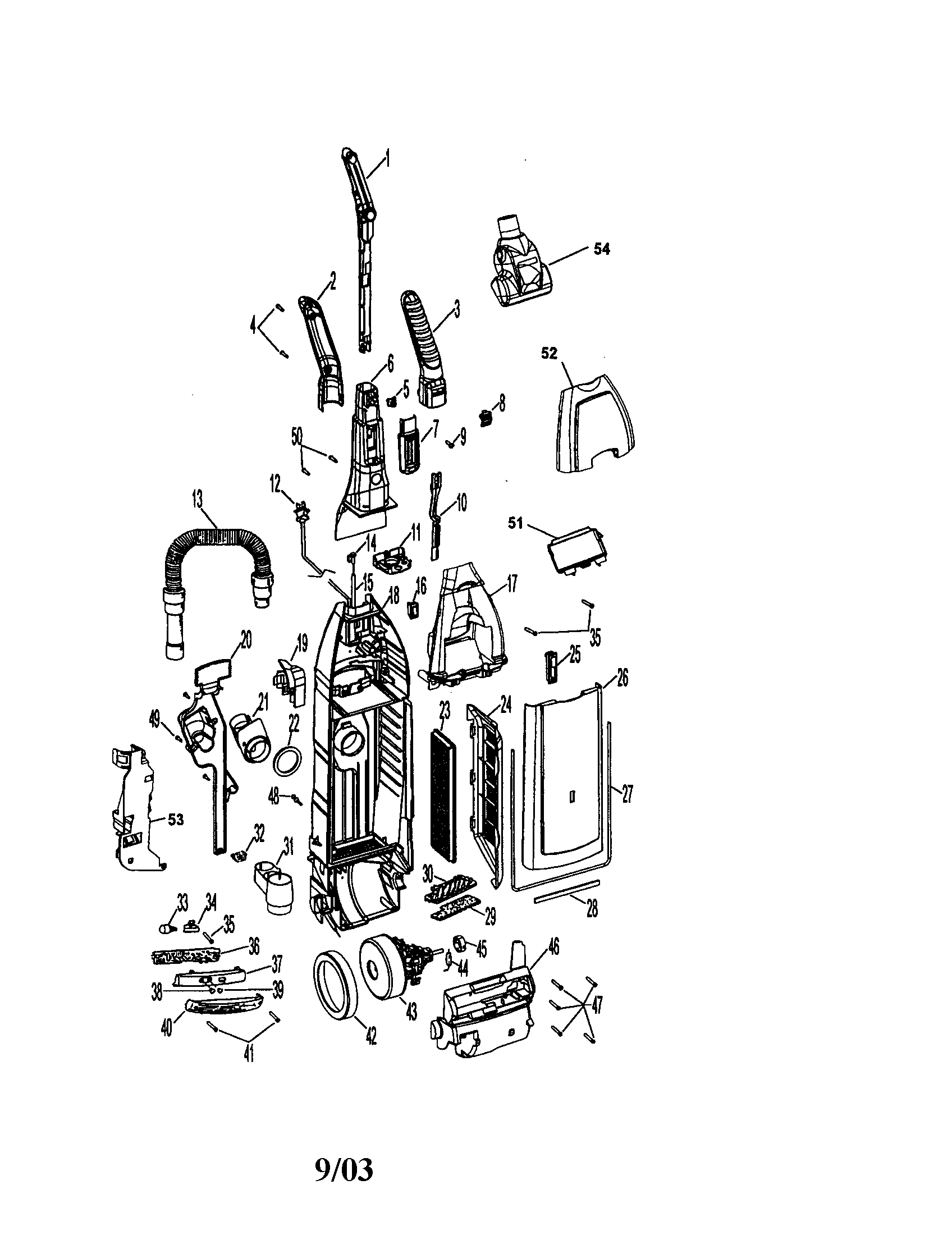 Hoover U6436900 body assembly diagram