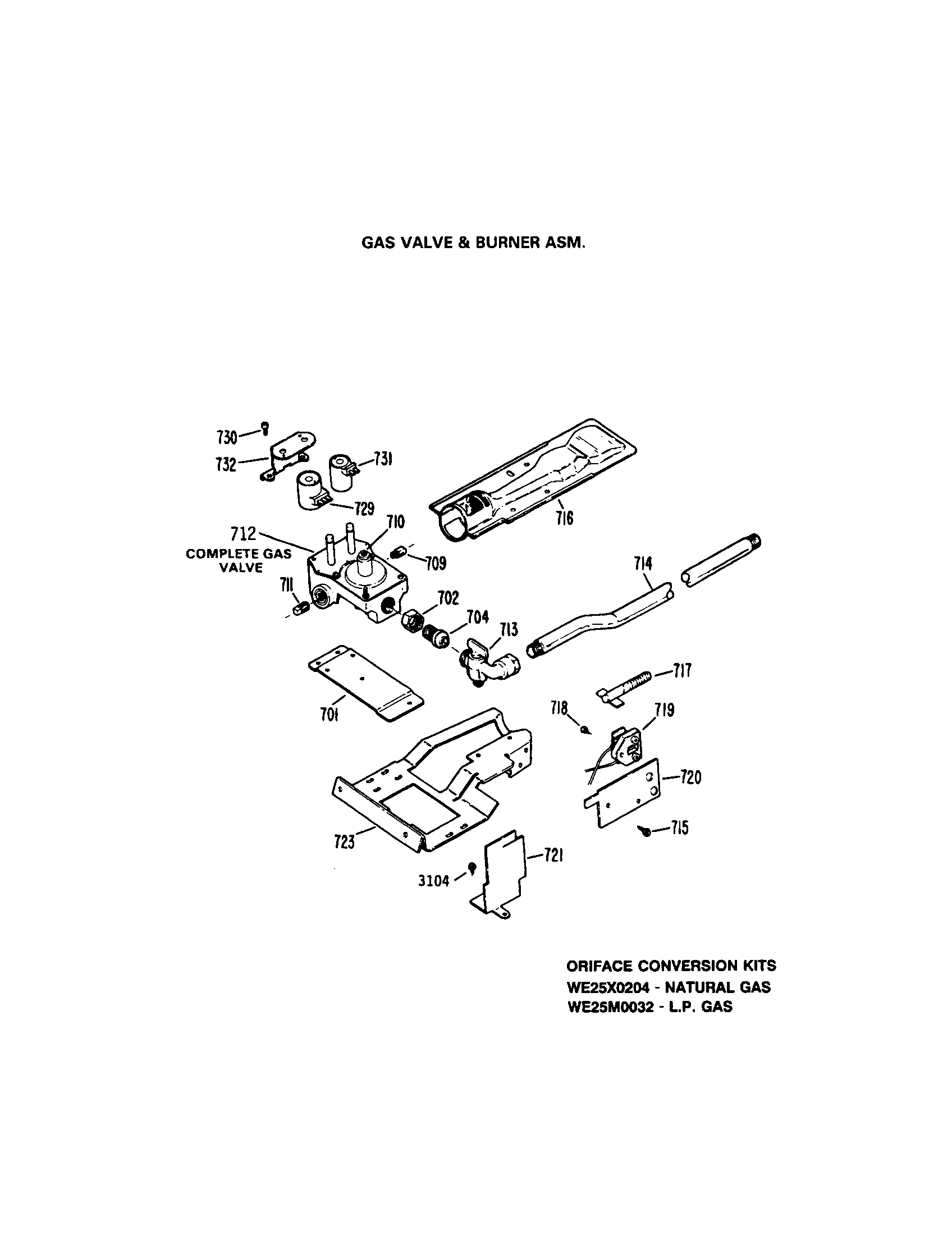 GE DDG8580RAM gas valve and burner diagram
