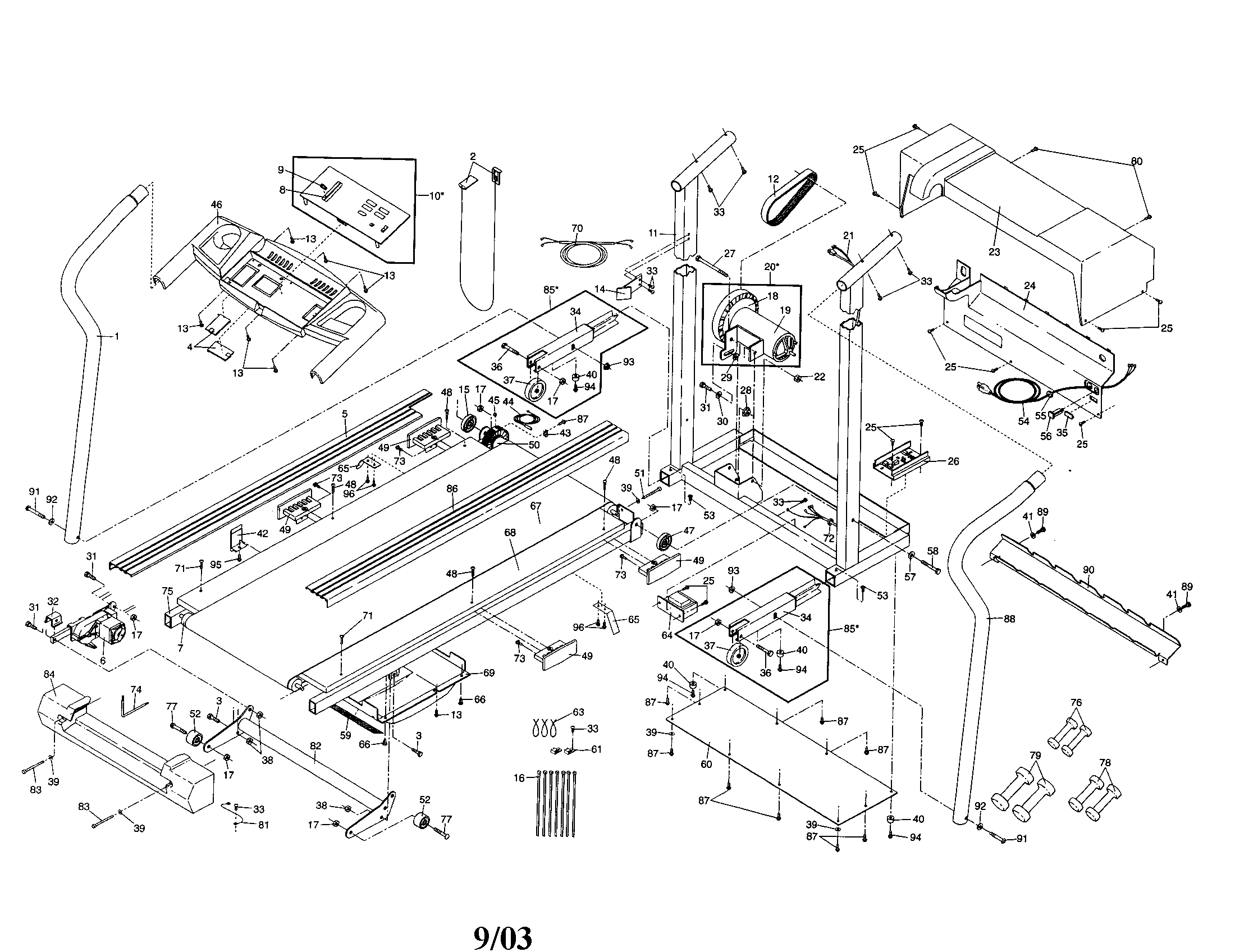 Weslo WLTL49201 console/walking belt/motor diagram