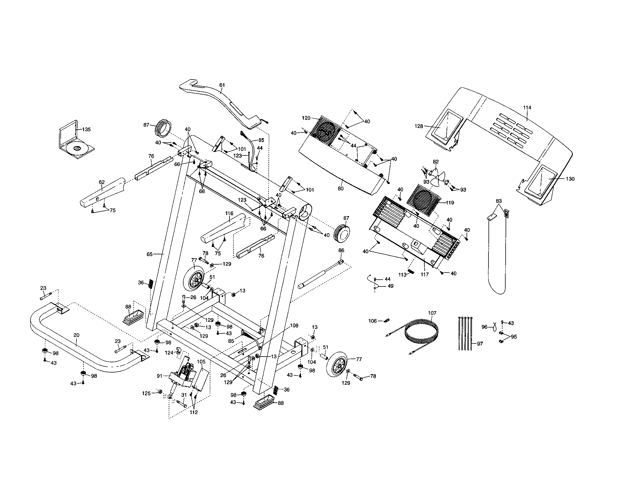 Proform PFTL71731 console/handrail diagram