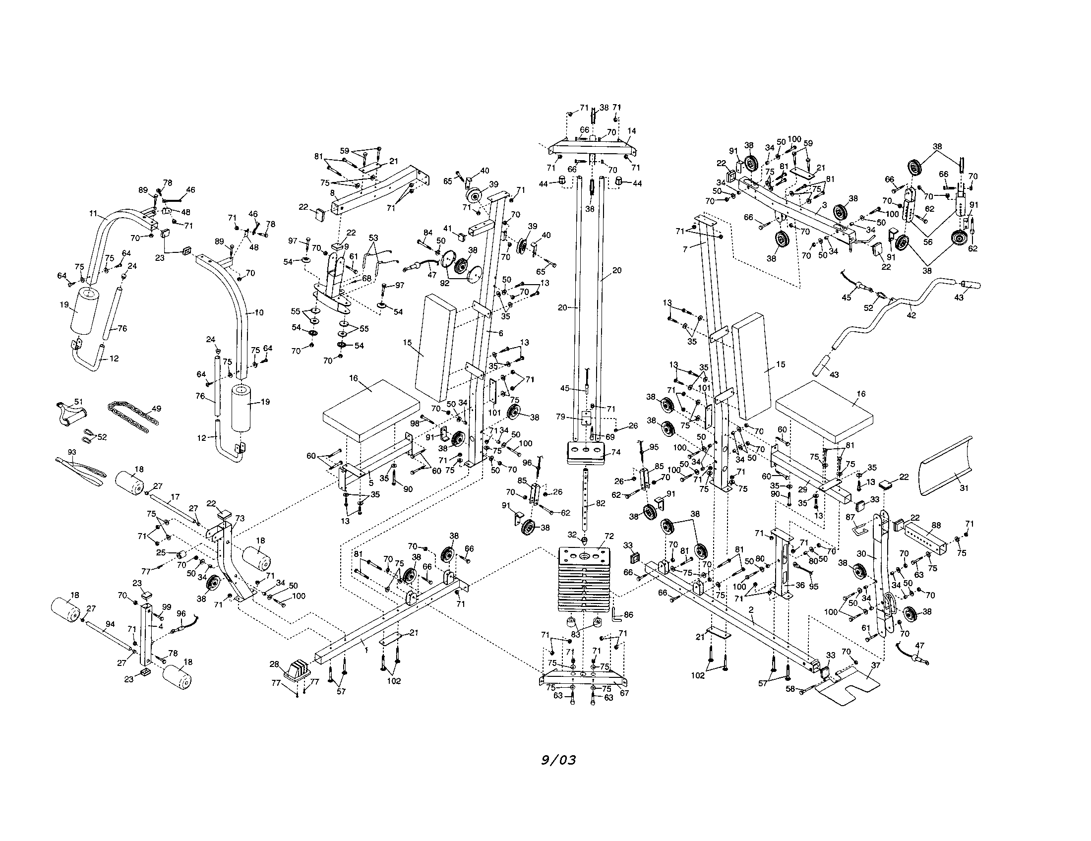 Weider 831159822 weight system diagram