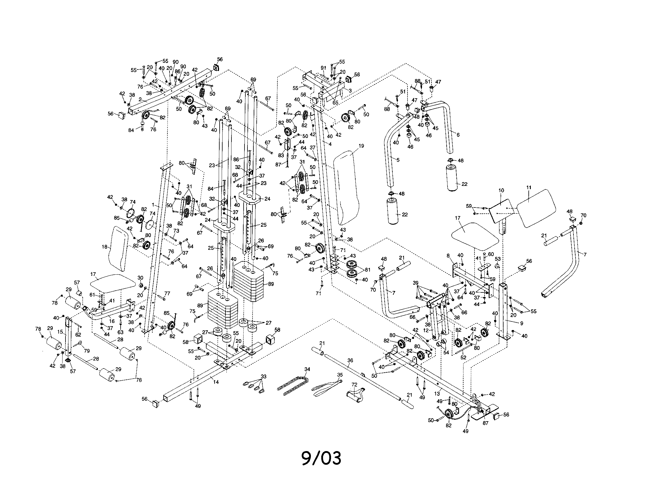Weider WESY29101 weight system diagram