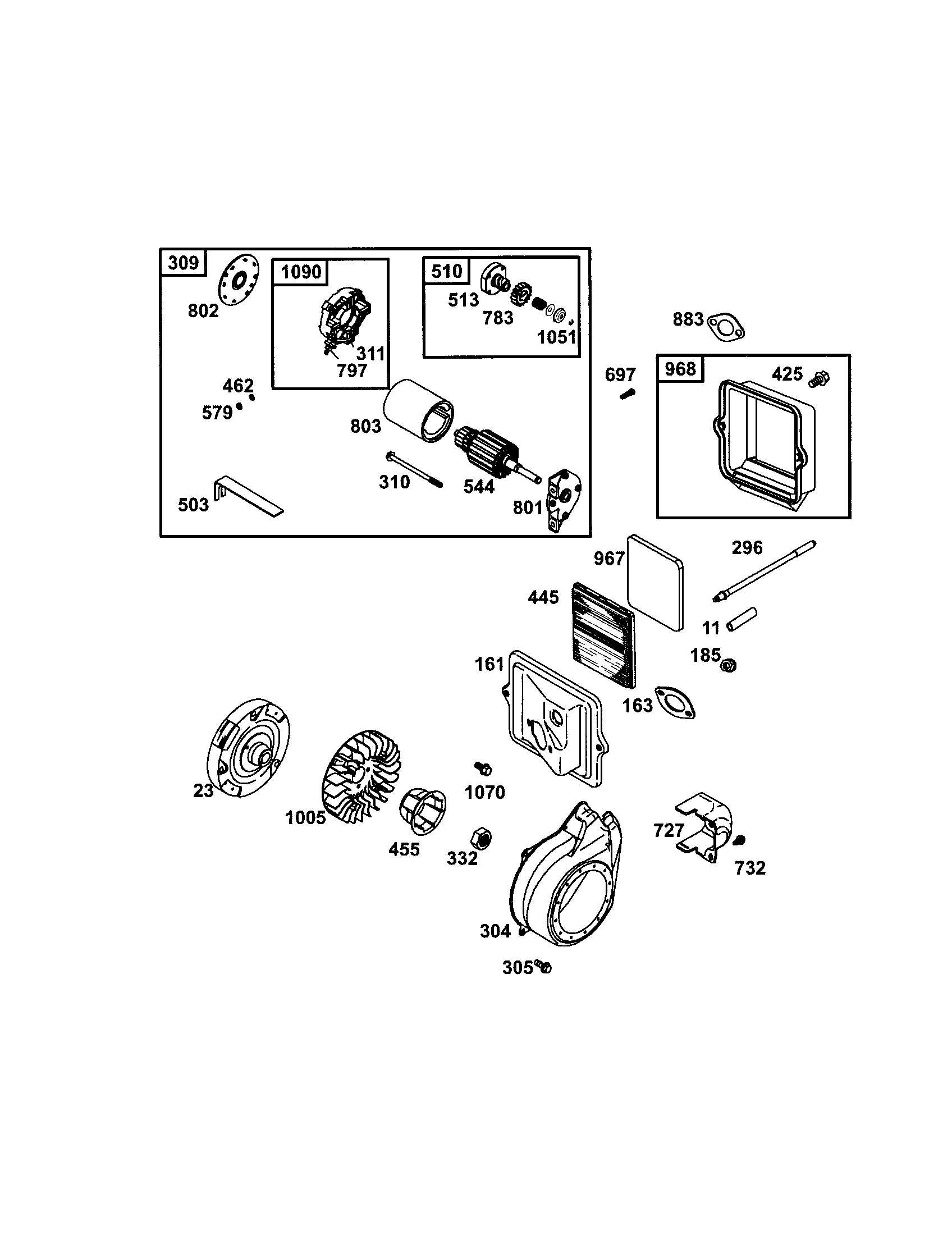 Craftsman 580326301 motor-starter/flywheel diagram