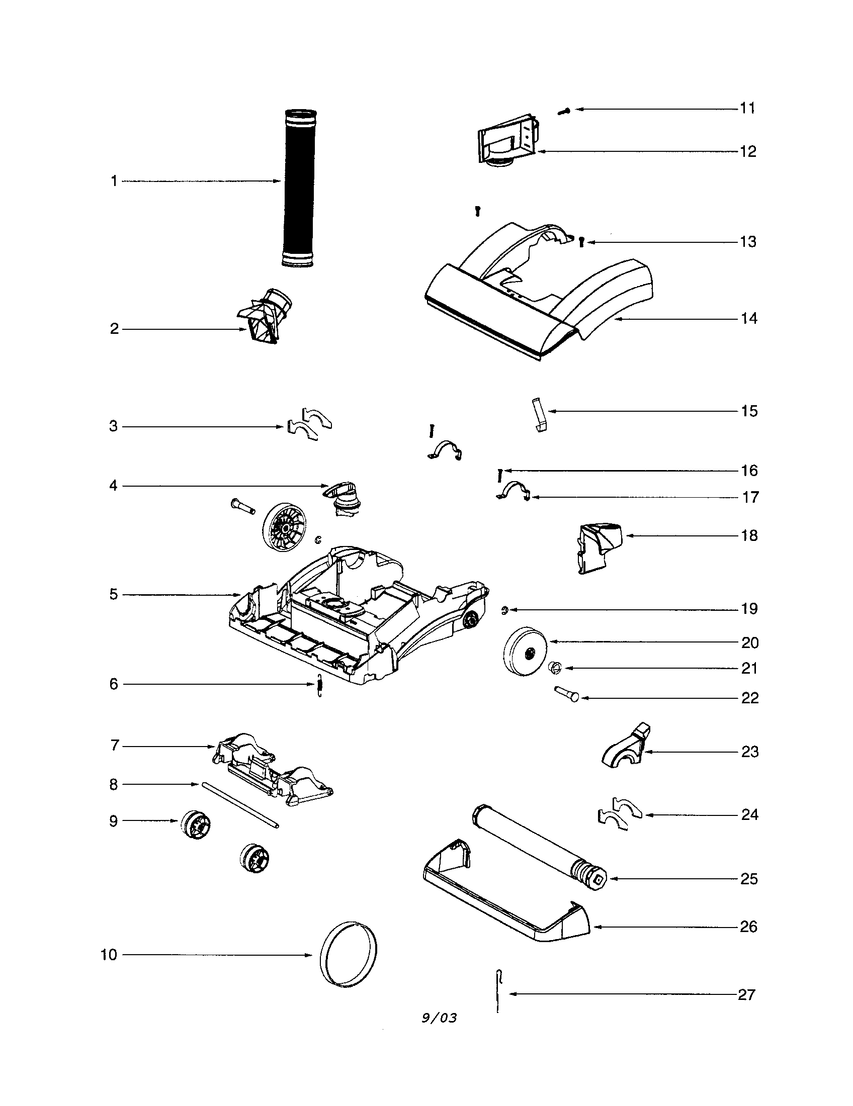 Eureka 5841BV base/hood/rear axle/wheels diagram