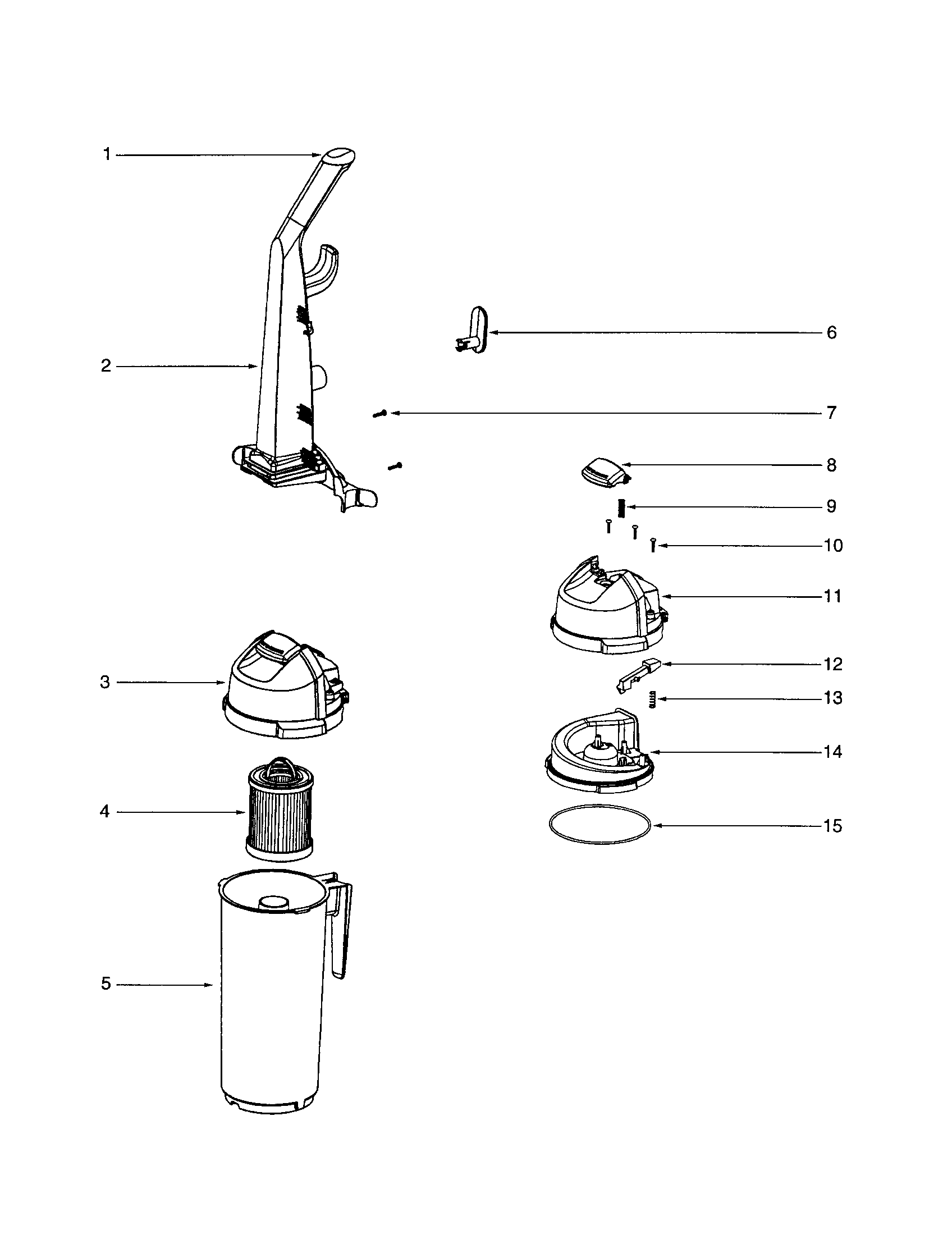 Eureka 5841BV handle/cyclone diagram