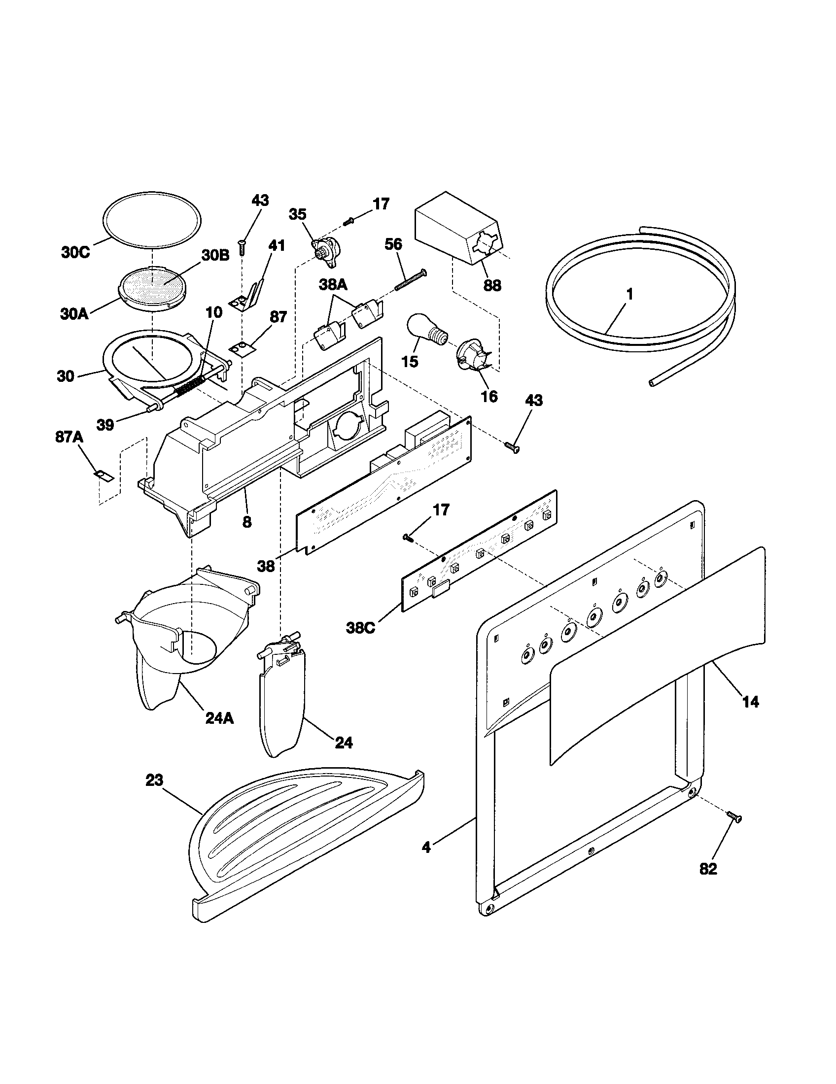 Kenmore 25352649301 dispenser diagram
