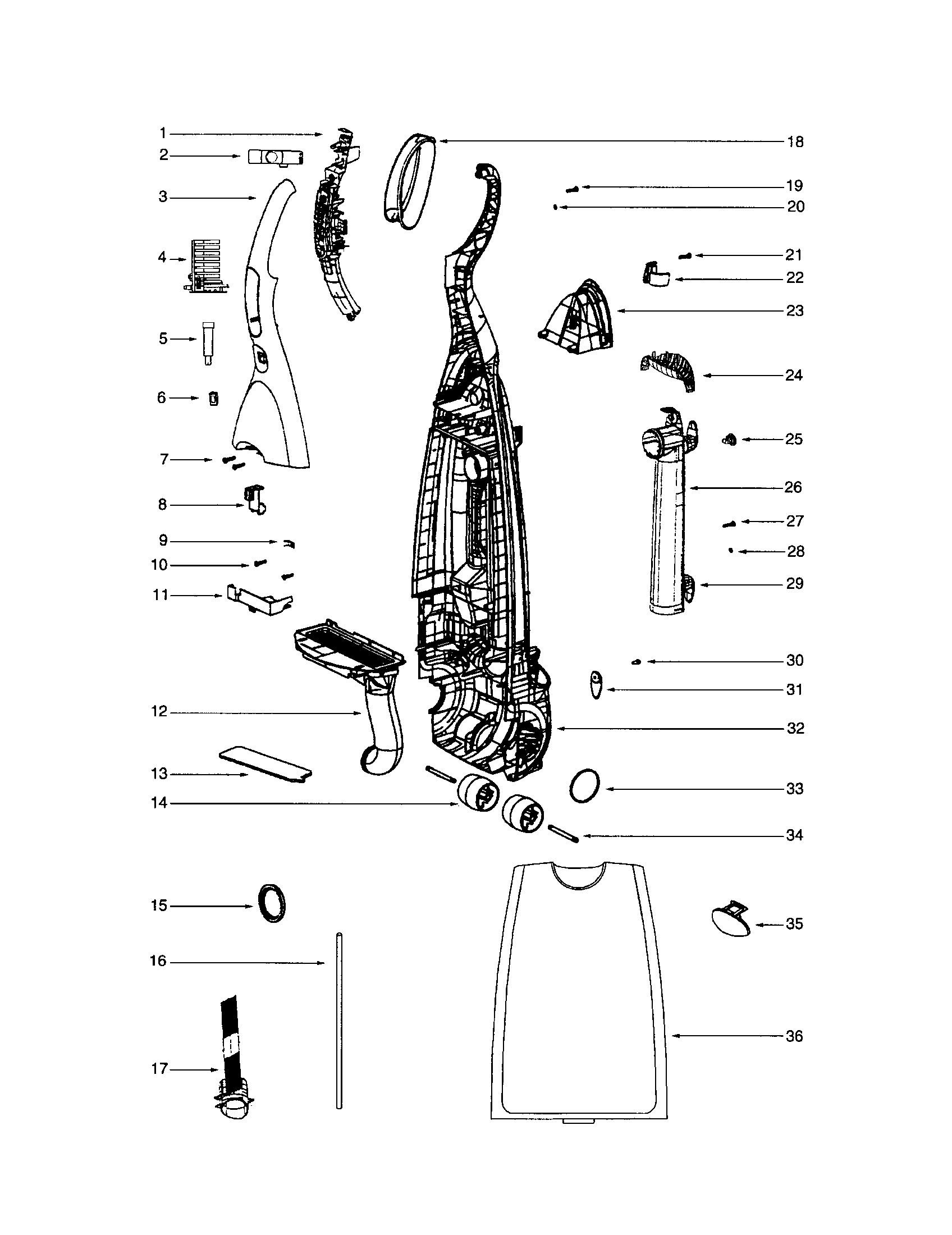 Electrolux EL5010A body/front cover/rear axle diagram