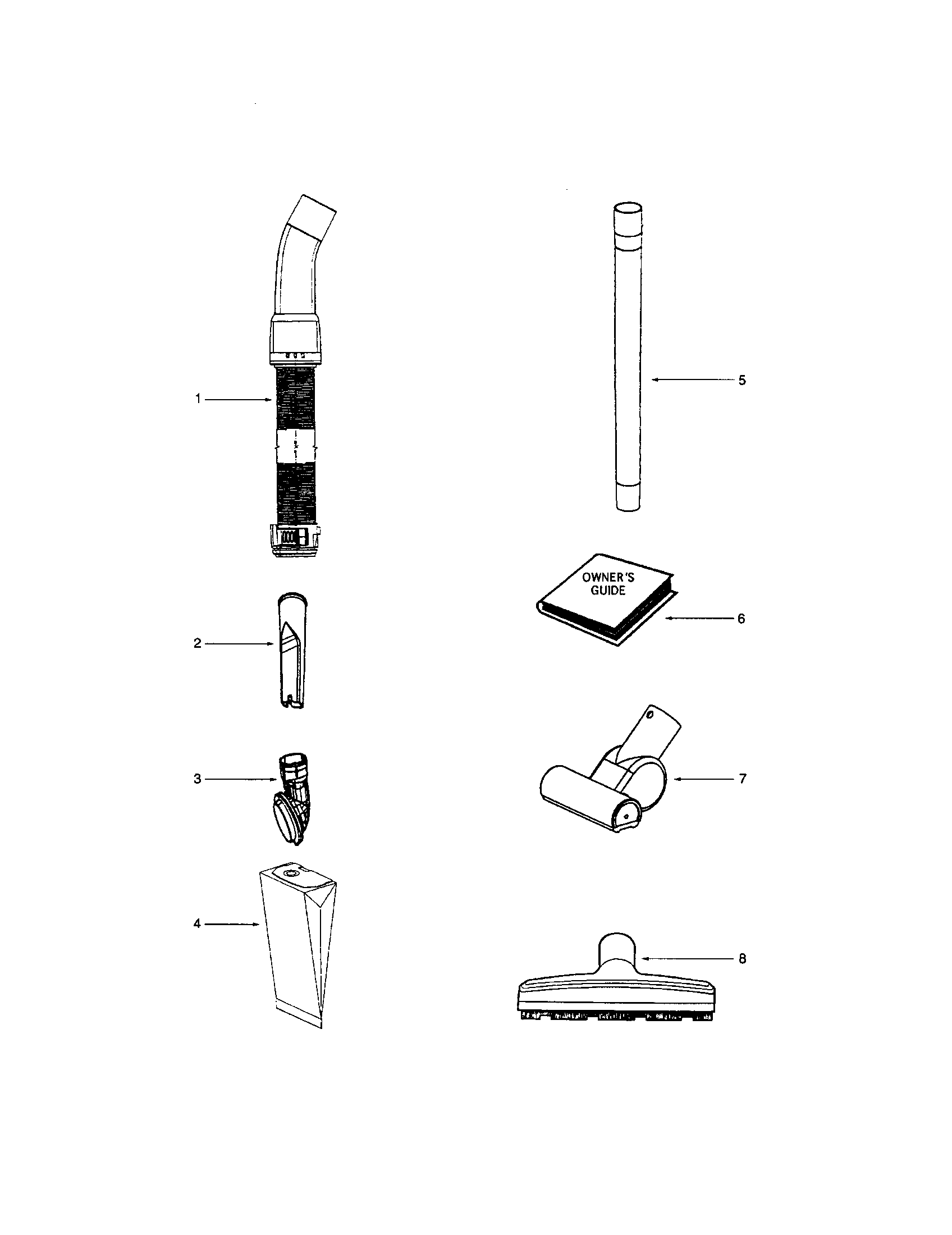 Electrolux EL5010A hose/attachments diagram