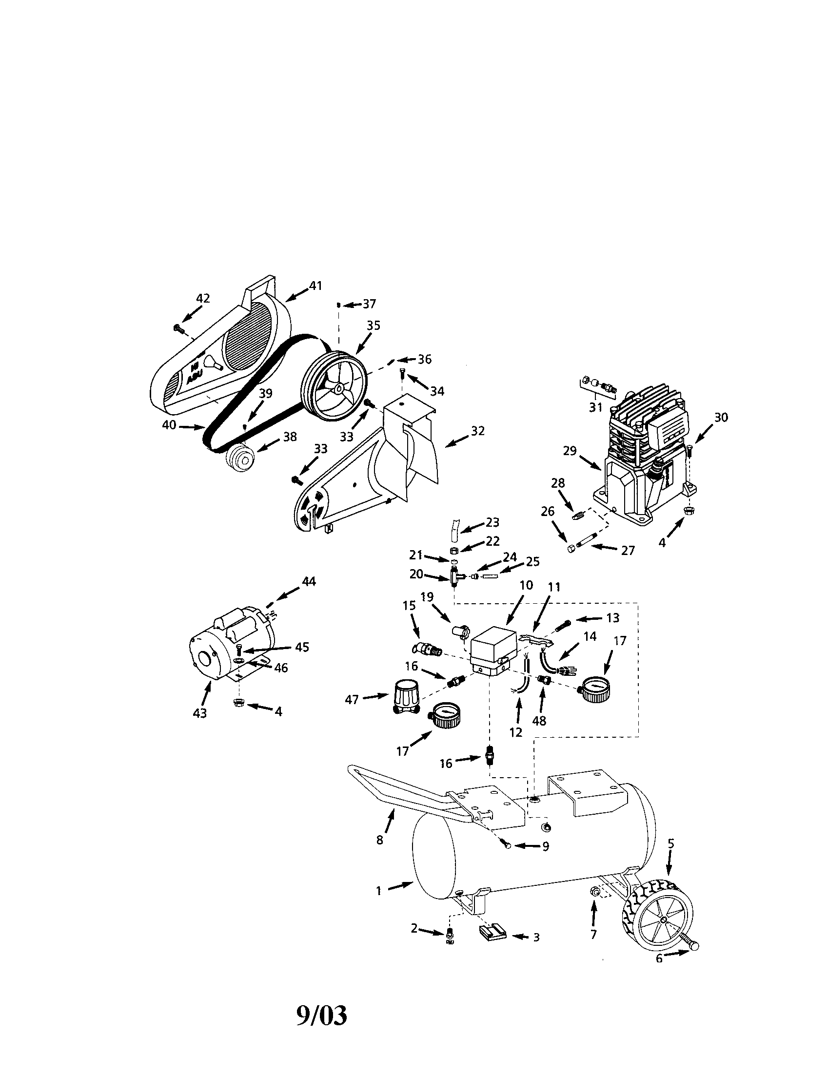 Campbell Hausfeld VT618903 portable air compressors diagram
