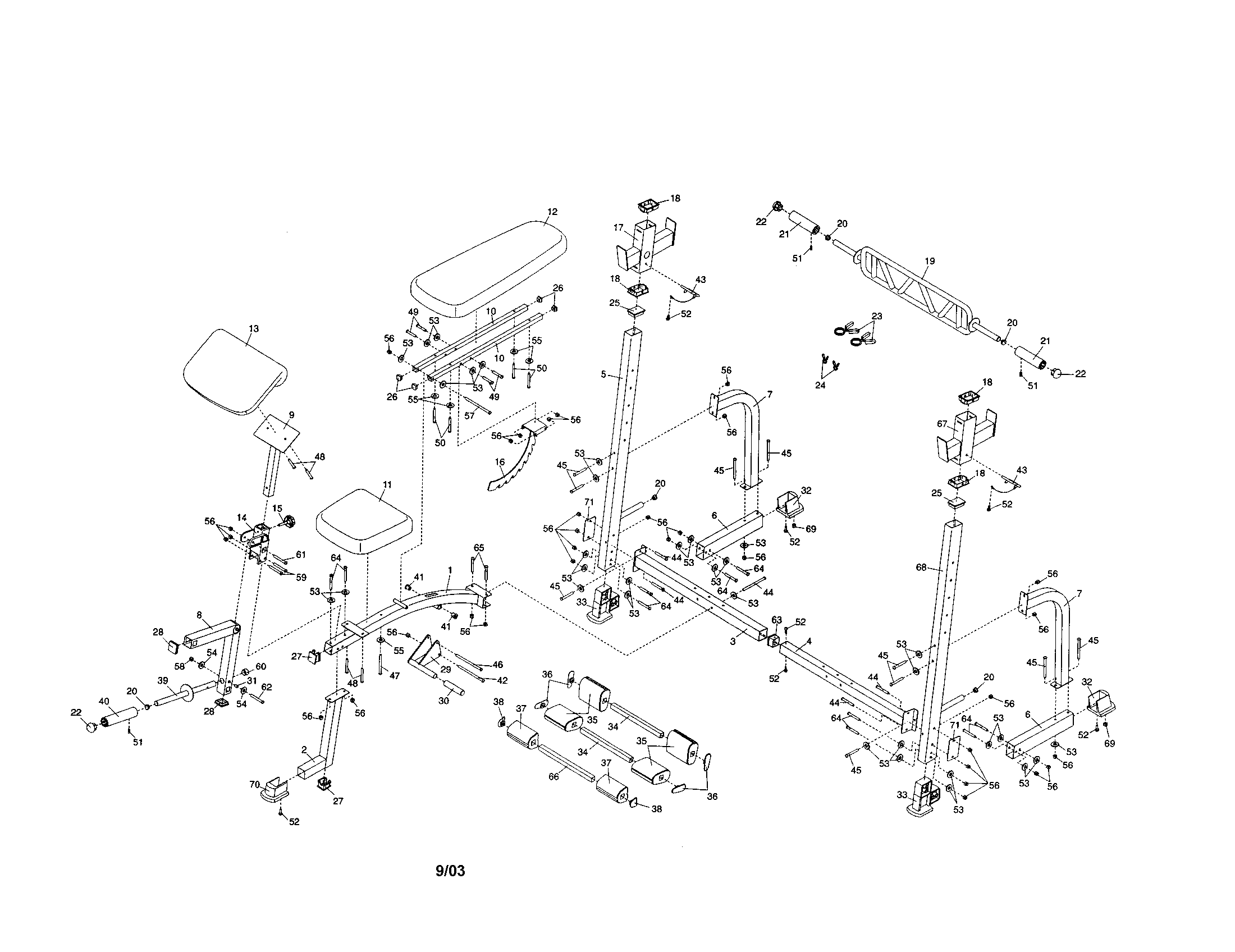 Proform 831150320 crossbar/base/seat/frame diagram