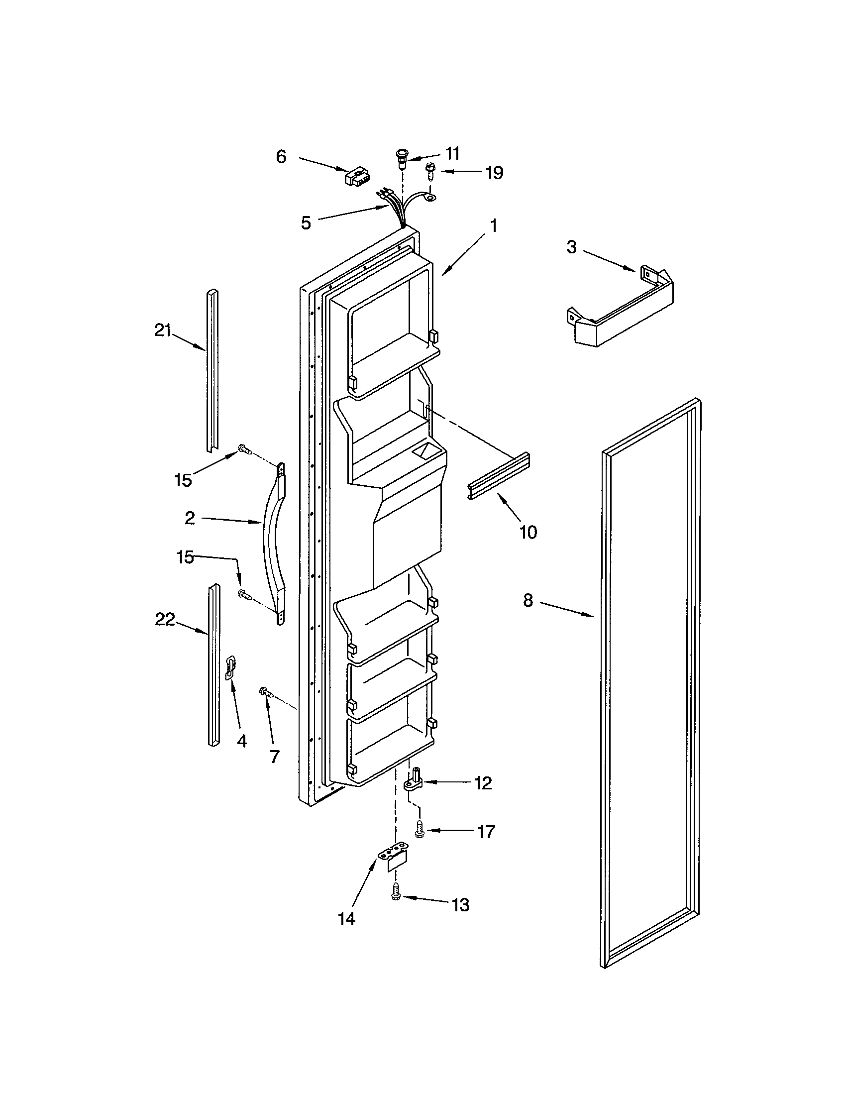 Kenmore 10653282300 freezer door diagram