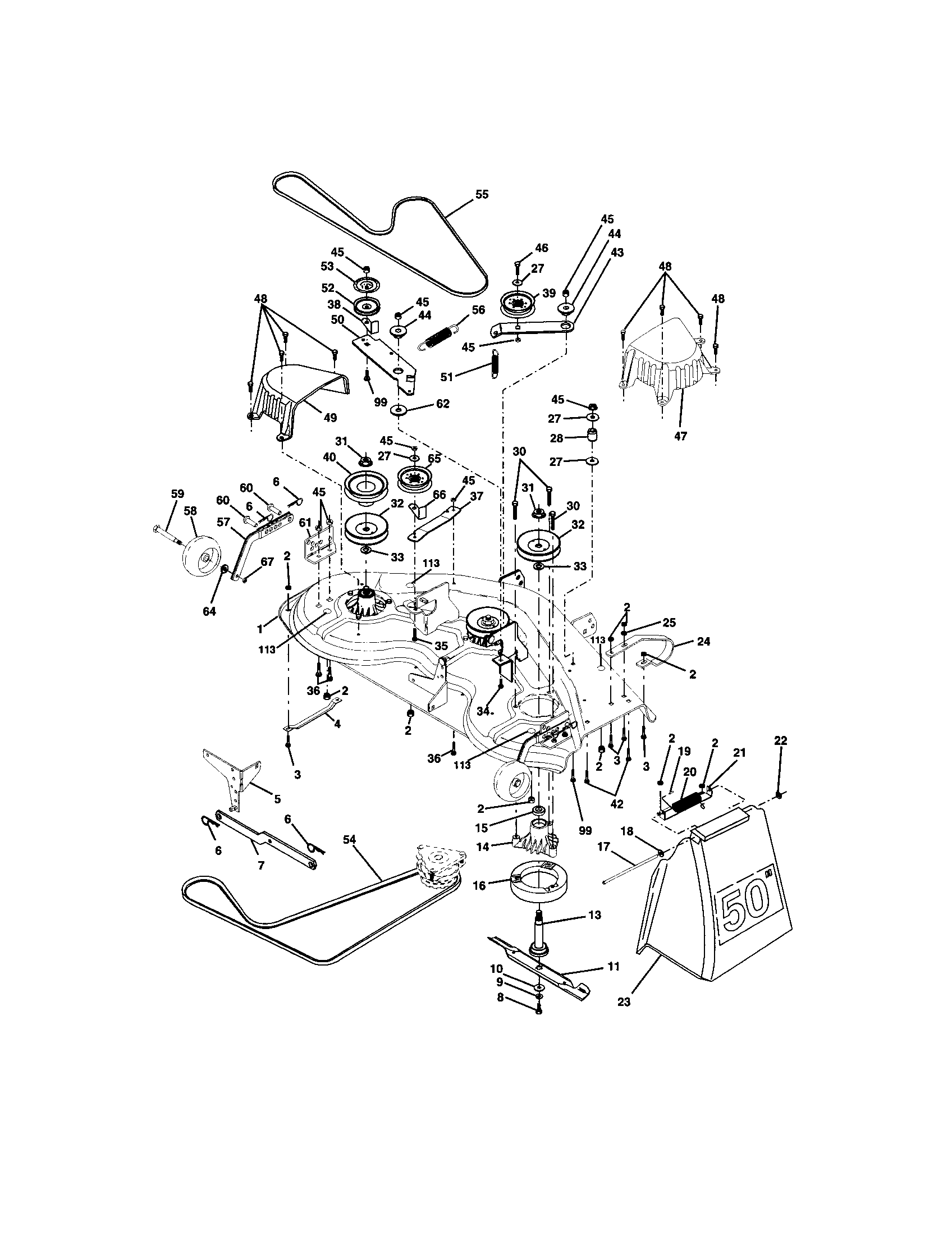Craftsman 917276050 mower deck diagram