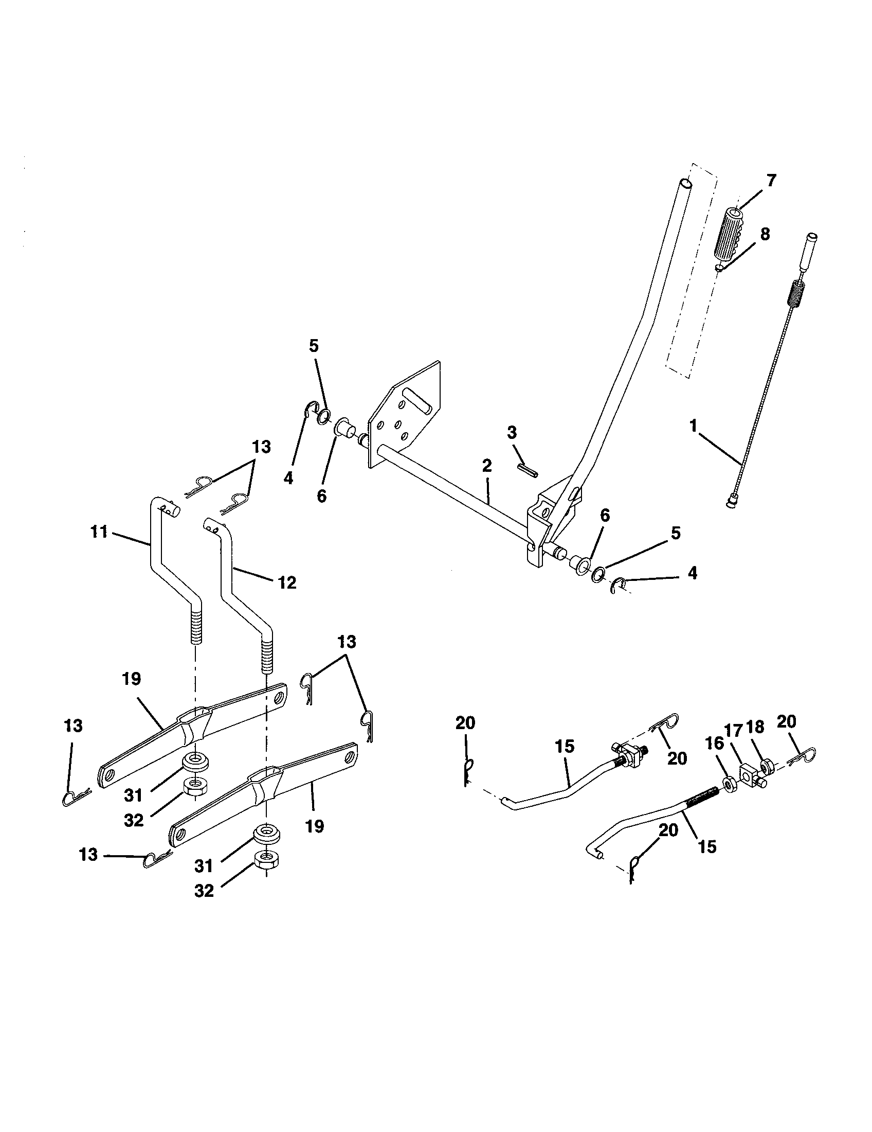 Rally RE11CRD (REQ11CRDB) mower lift diagram