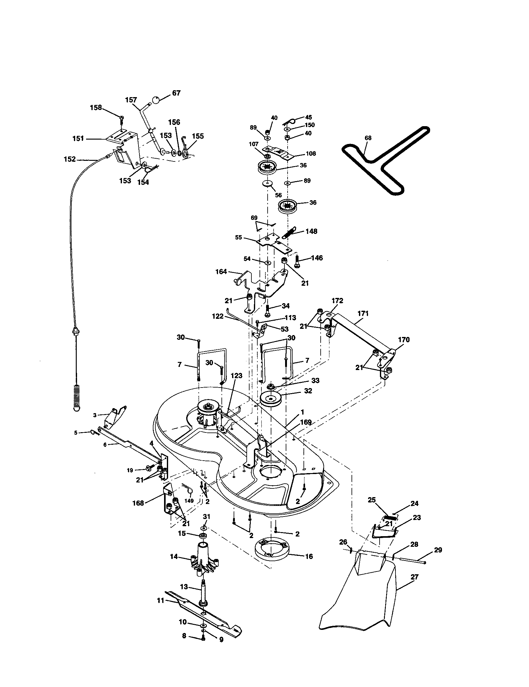 Rally RELTS3611B mower deck diagram